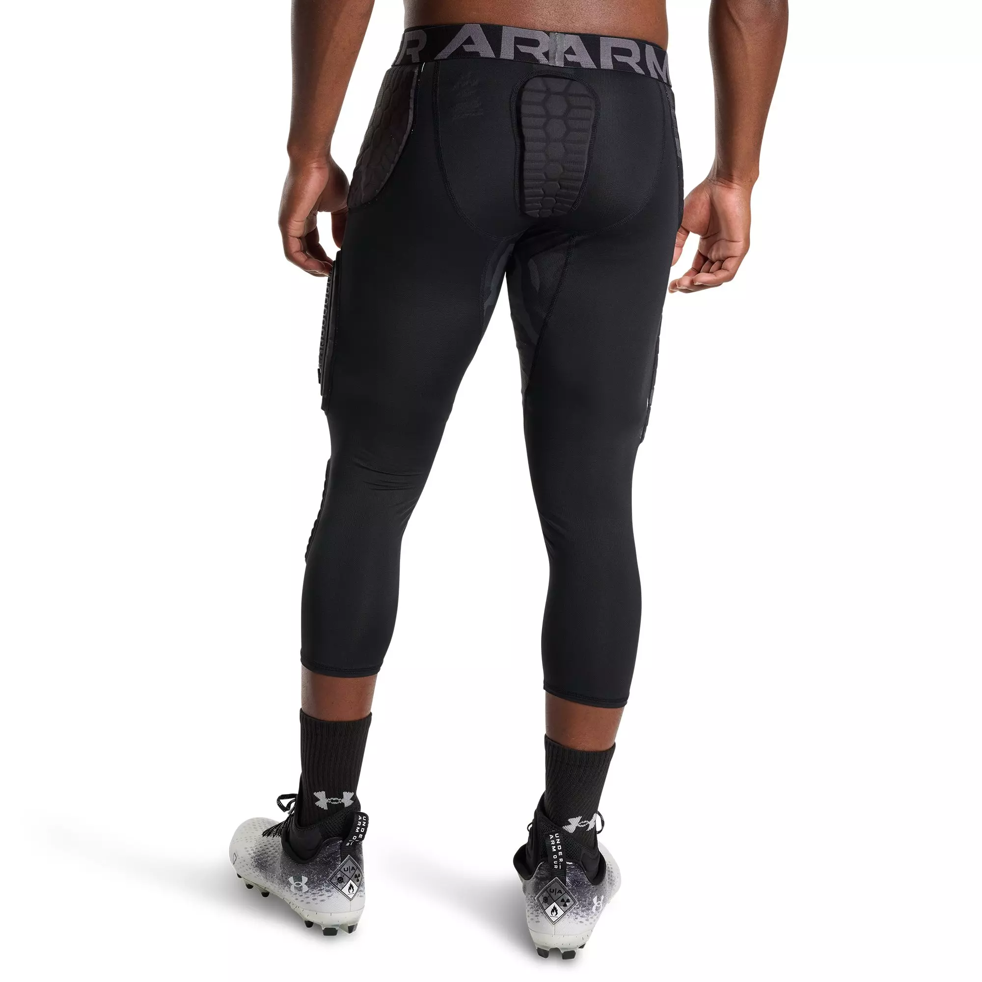 Under Armour Men's Gameday Pro 7-Pad 3/4" Tights - Camo Black/Grey - CAMO BLACK/GREY