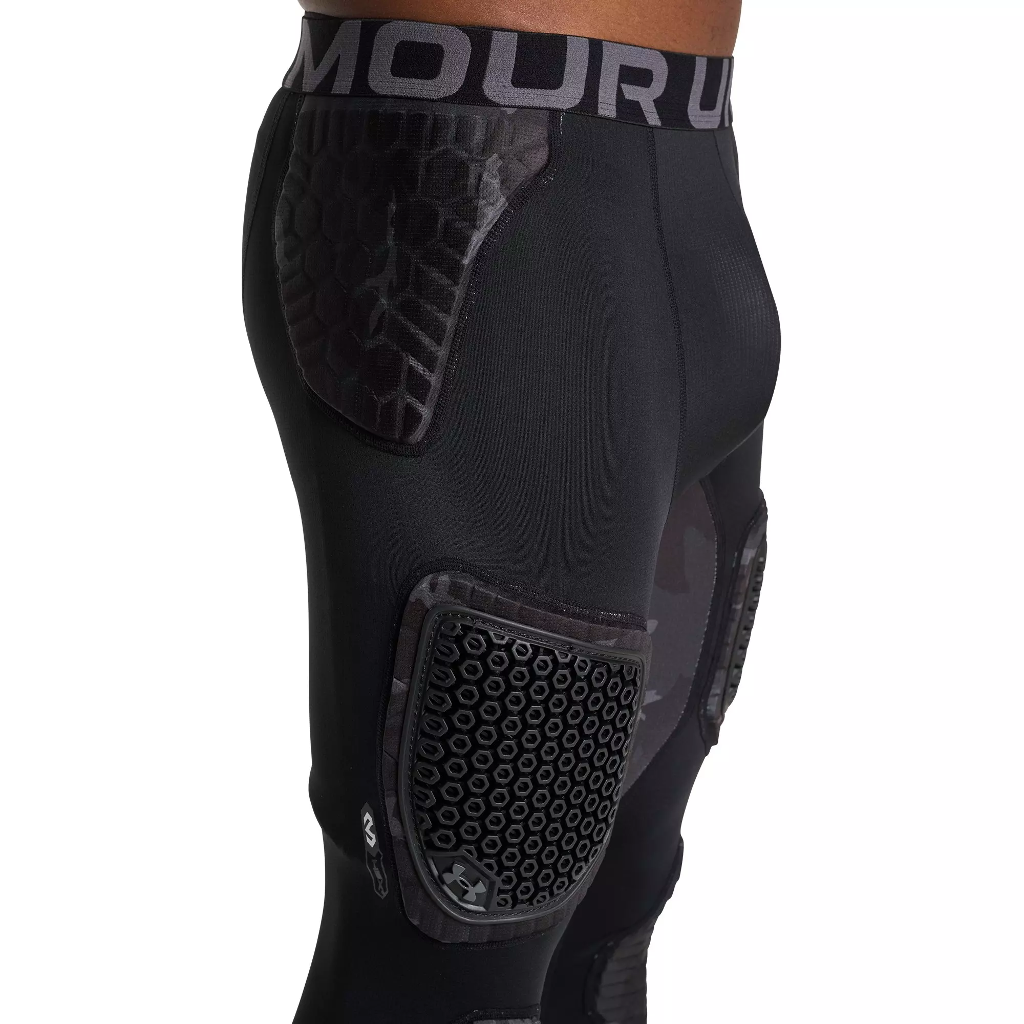 Under Armour Men's Gameday Pro 7-Pad 3/4" Tights - Camo Black/Grey - CAMO BLACK/GREY