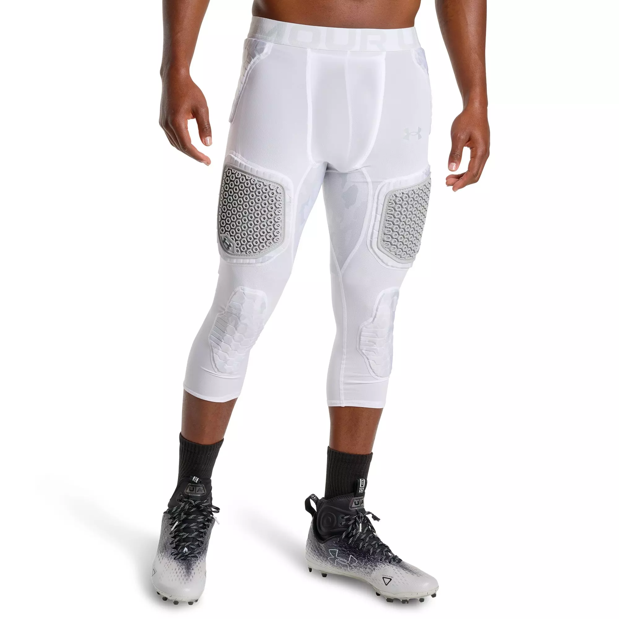 Under Armour Men's Gameday Pro 7-Pad 3/4" Tights - Camo White/Grey - CAMO WHITE/GREY