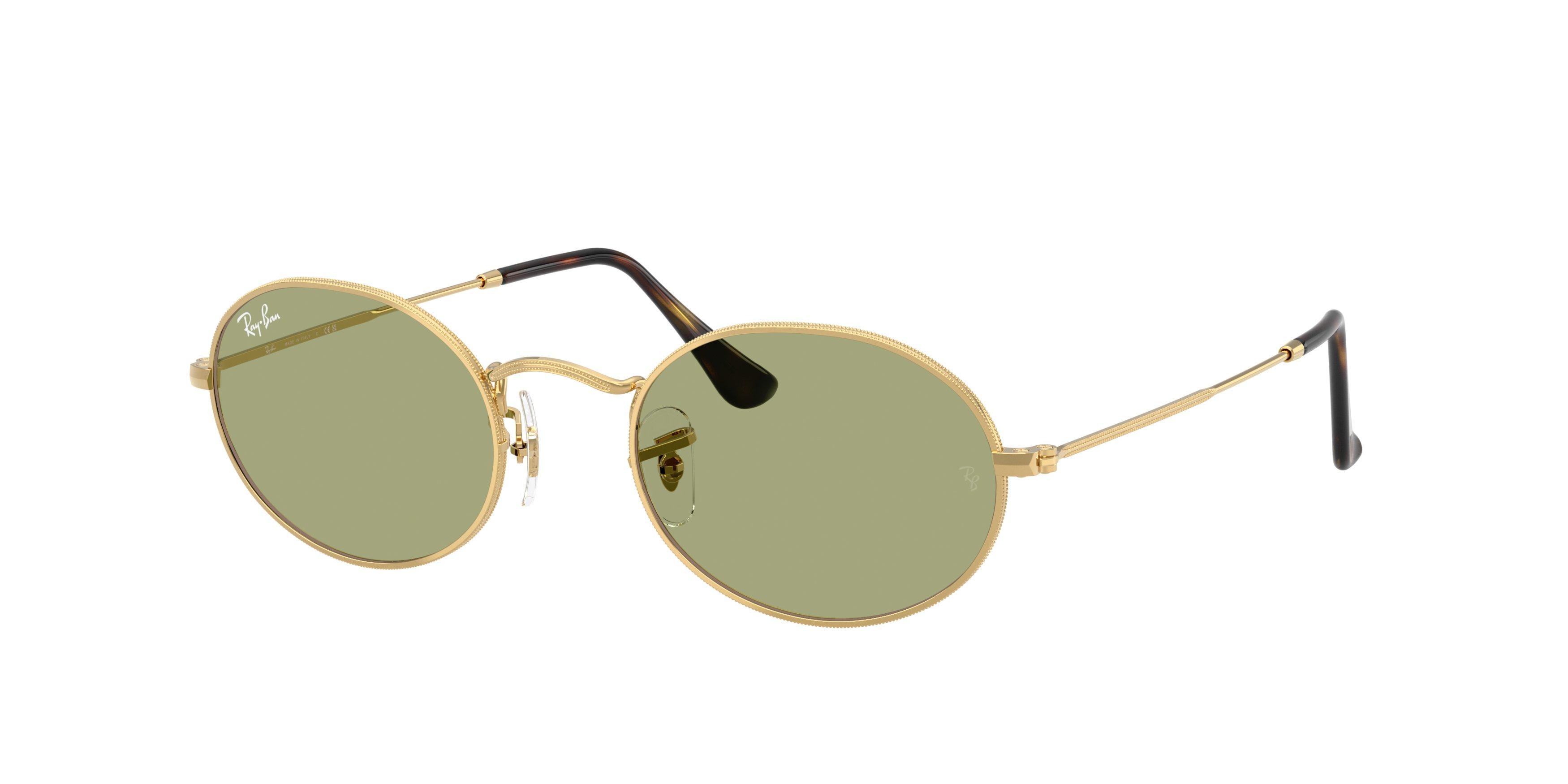 Ray-Ban Oval Flat Lenses Green Sunglasses - Arista - GOLD/GREEN Thumbnail View 1