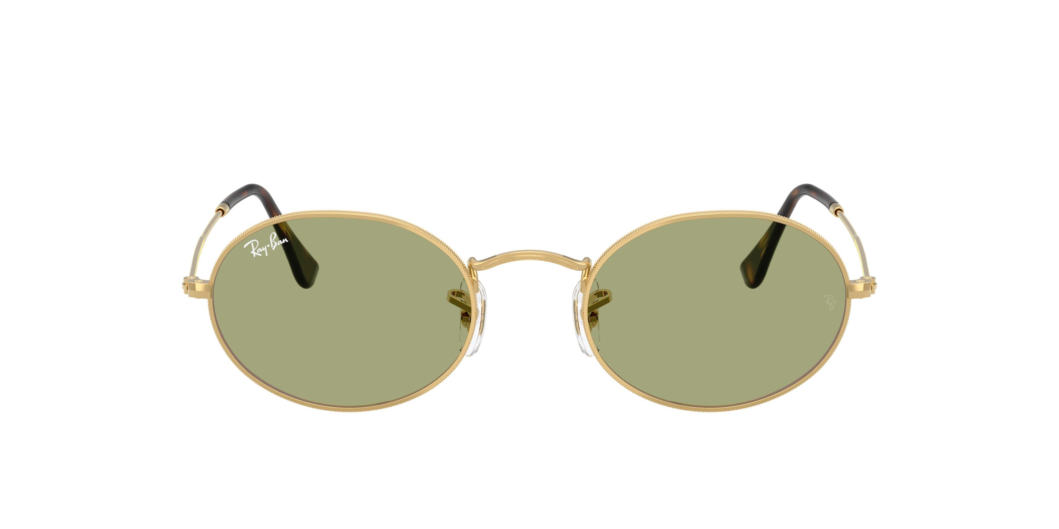 Ray-Ban Oval Flat Lenses Green Sunglasses - Arista - GOLD/GREEN Thumbnail View 3