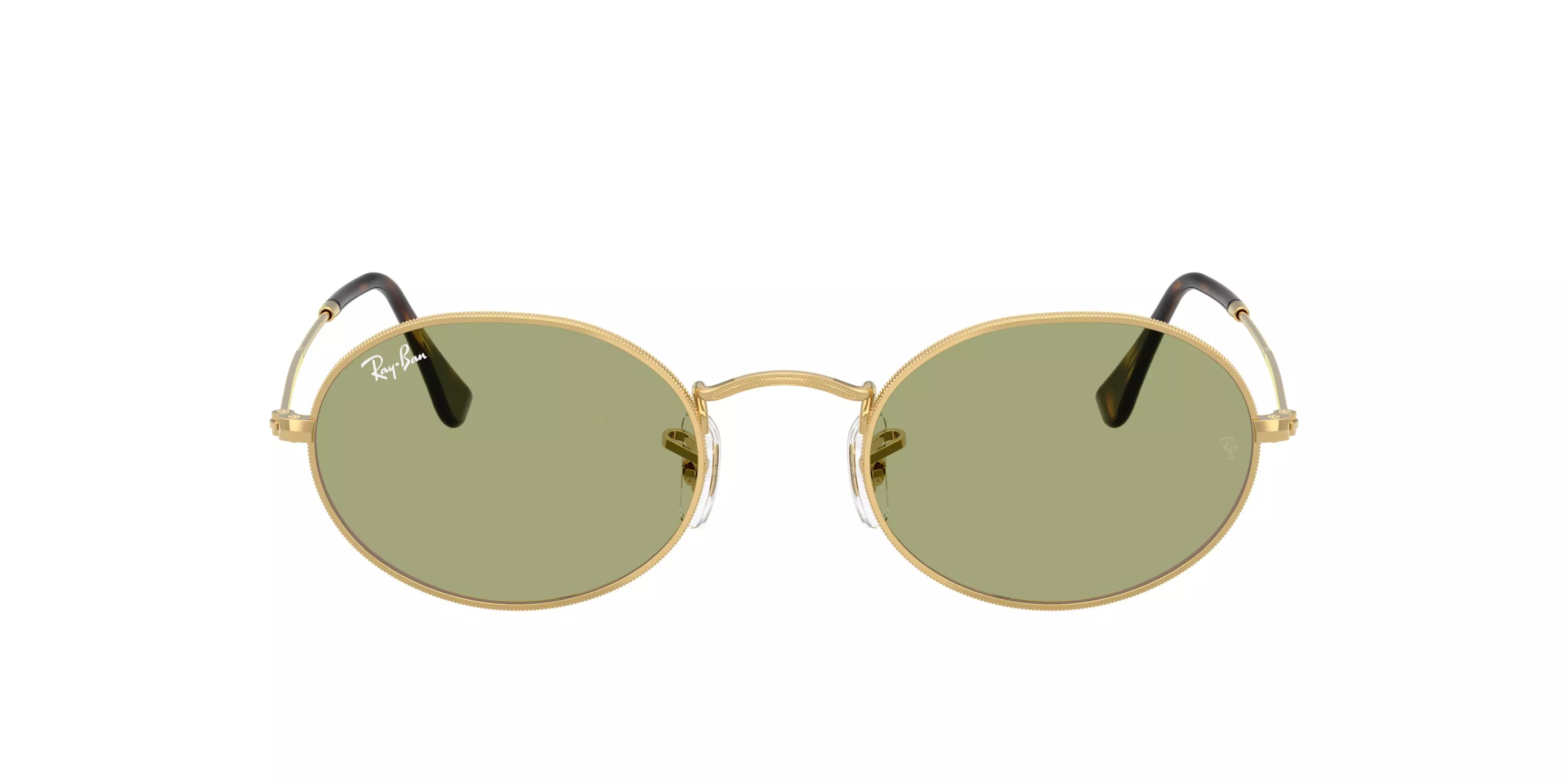 Ray-Ban Oval Flat Lenses Green Sunglasses - Arista - GOLD/GREEN