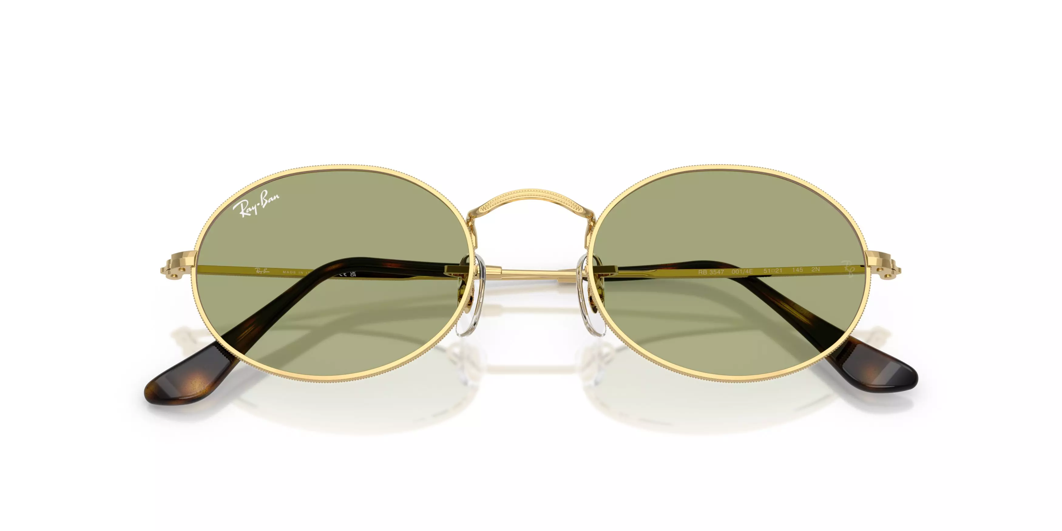 Ray-Ban Oval Flat Lenses Green Sunglasses - Arista - GOLD/GREEN