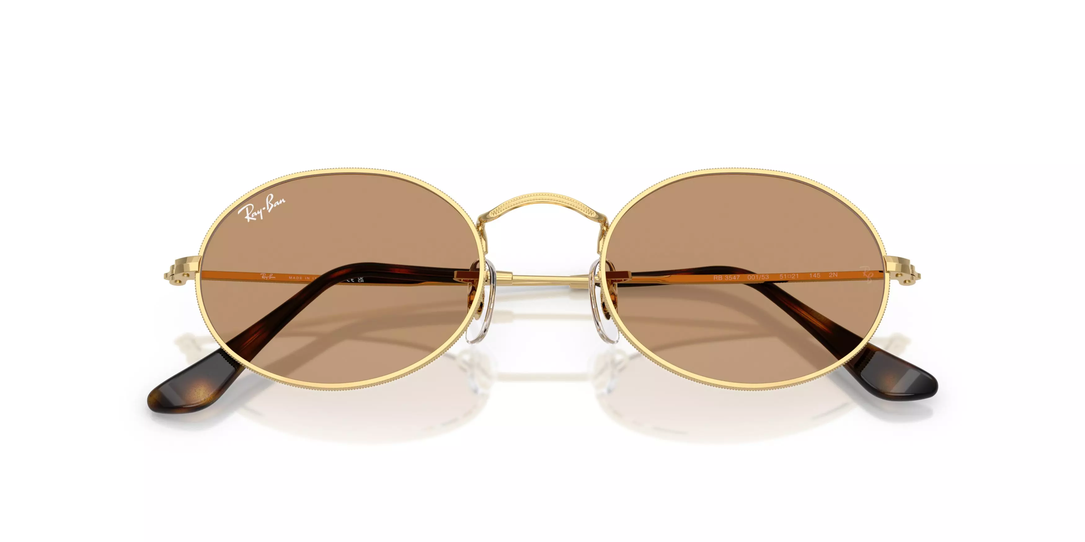 Ray-Ban Oval Flat Lenses Brown Sunglasses - Arista - GOLD/BROWN
