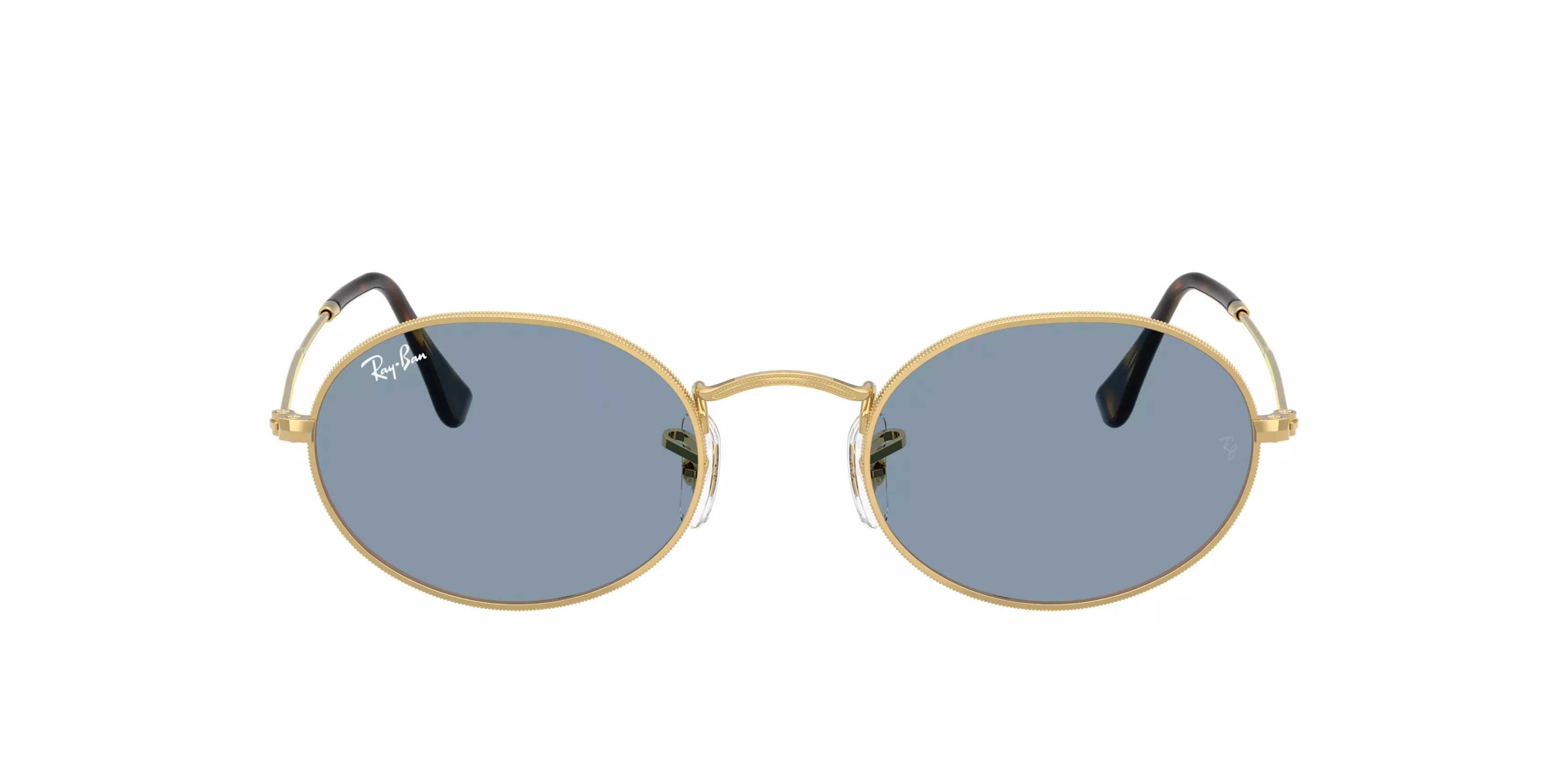 Ray-Ban Oval Flat Lenses Light Blue Sunglasses - Arista - GOLD/LIGHT BLUE