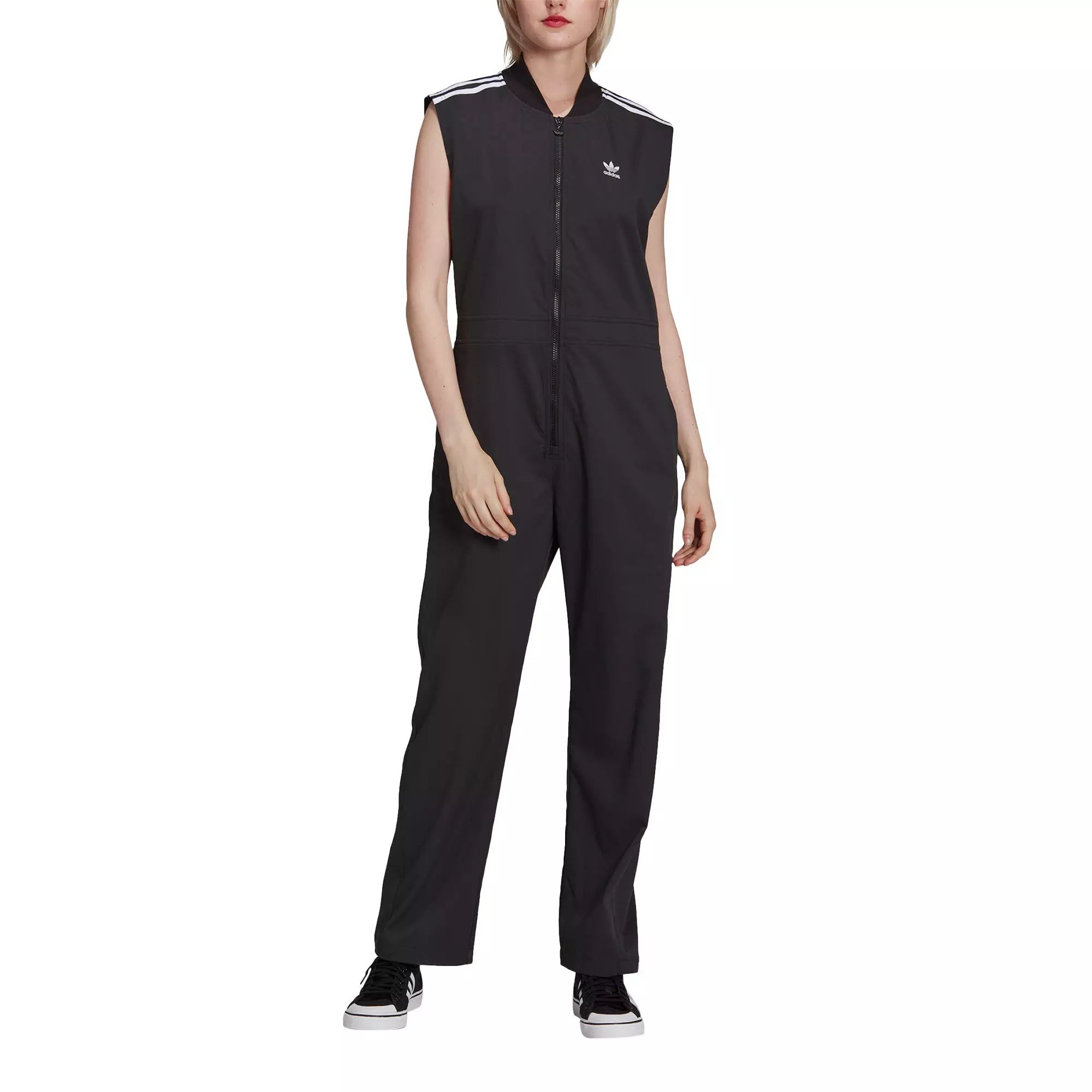 adidas Originals Women's Adicolor Classics Loose Jumpsuit-Black - BLACK