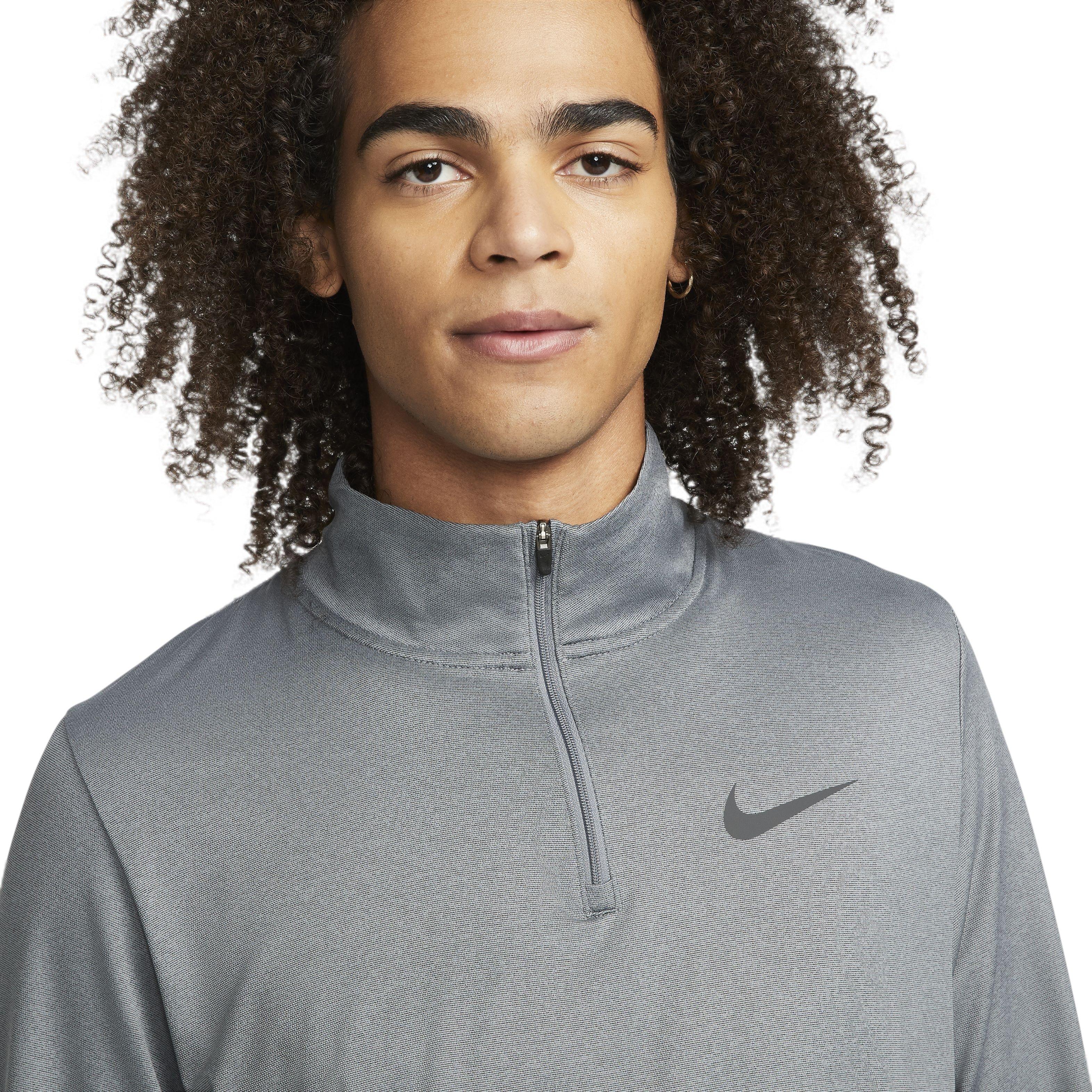 Nike Men's Pro Dri-FIT 1/4 Zip Hyper Dry Training Top - GREY Thumbnail View 3