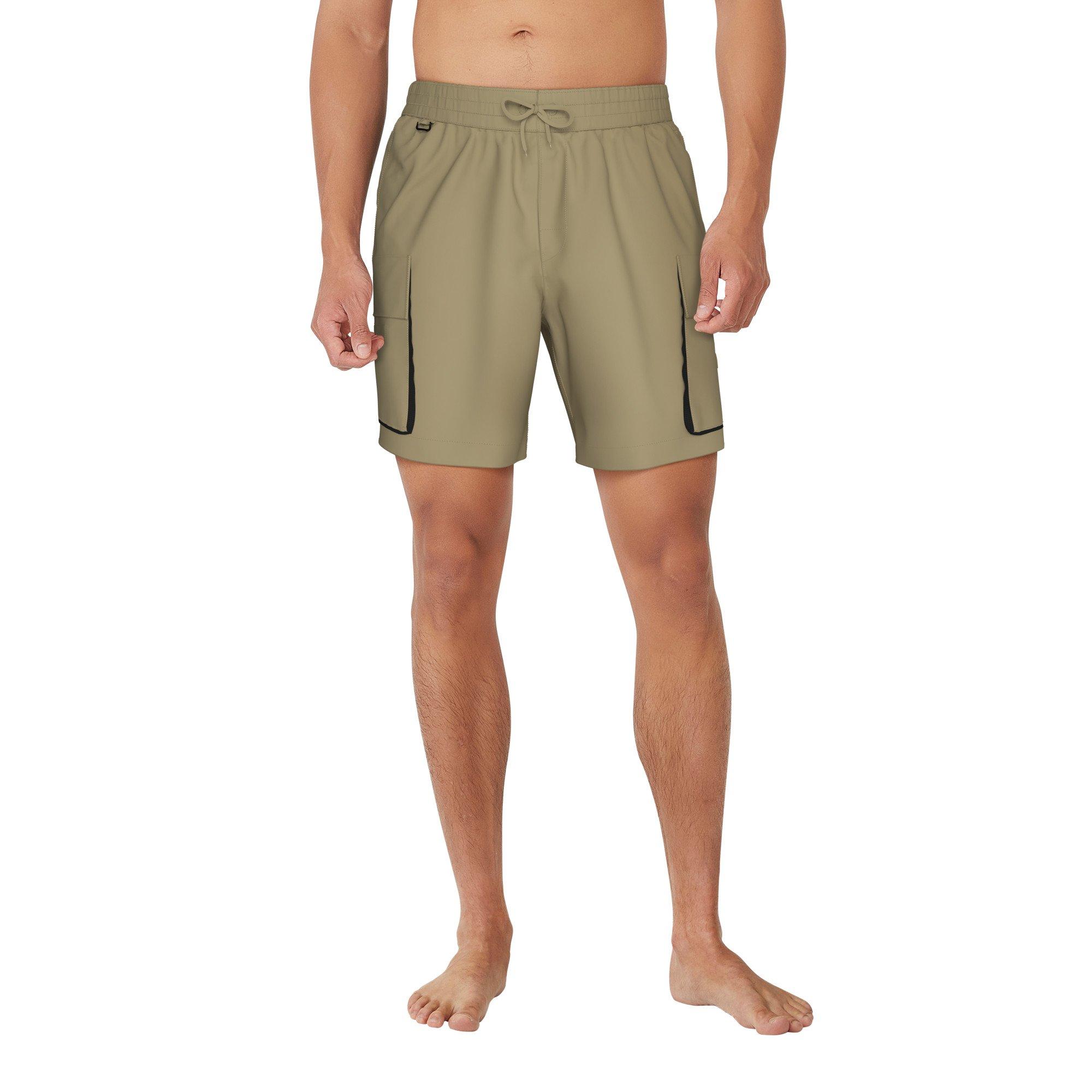Nike Swim Men's Multi Pocket 7" Volley Shorts - BEIGE Thumbnail View 1