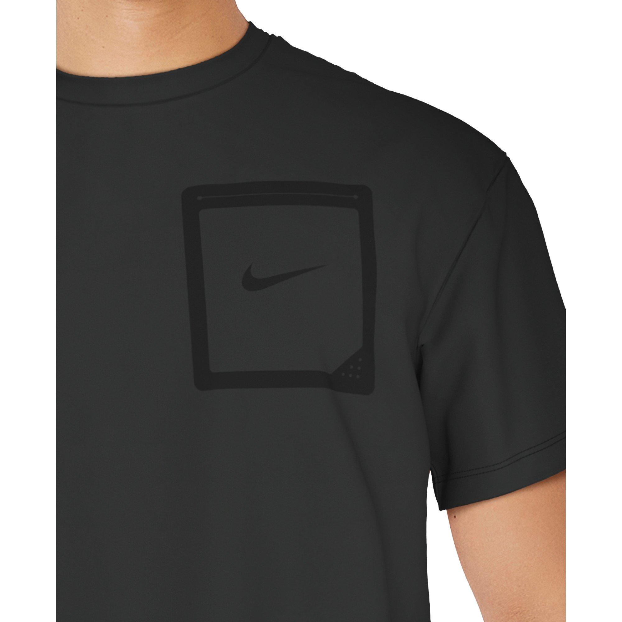 Nike Swim Men's Short Sleeve Hydroguard Tek Pocket Tee - BLACK Thumbnail View 4