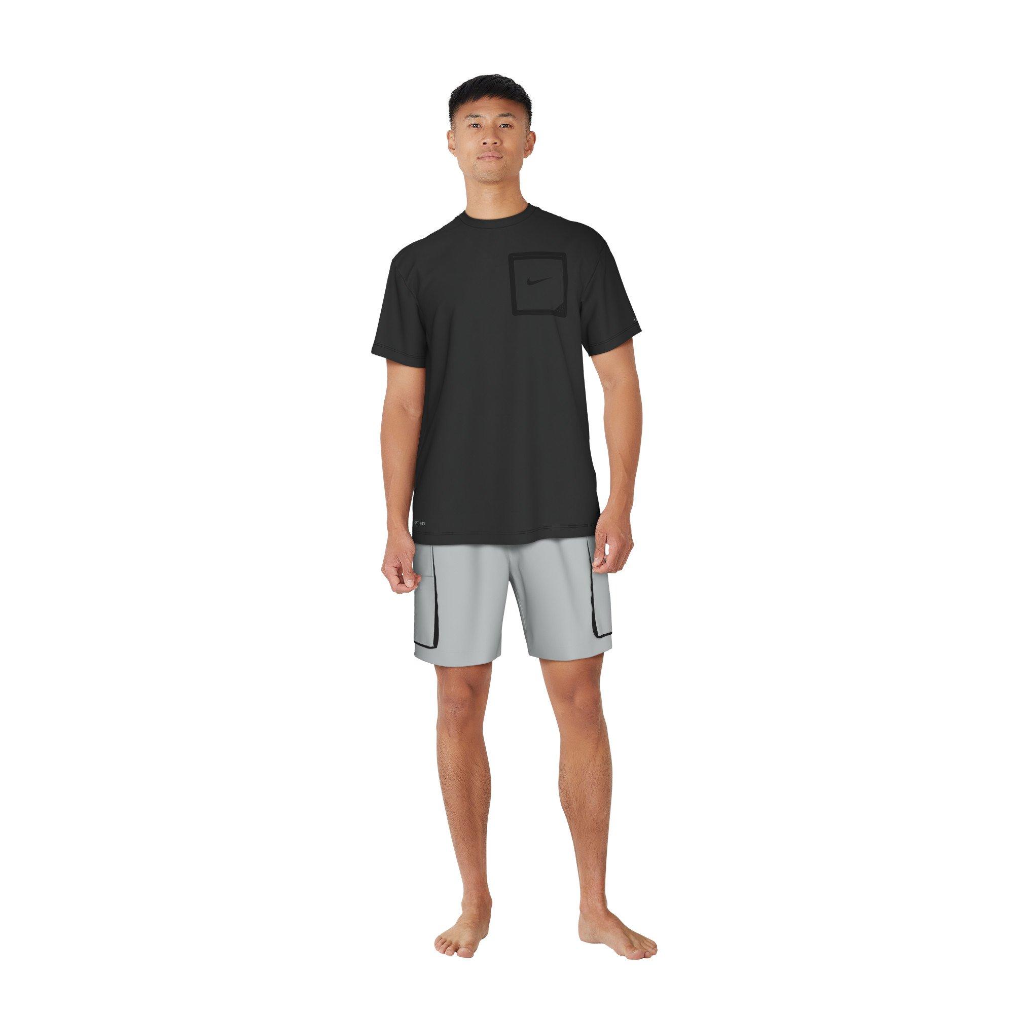 Nike Swim Men's Short Sleeve Hydroguard Tek Pocket Tee - BLACK Thumbnail View 7