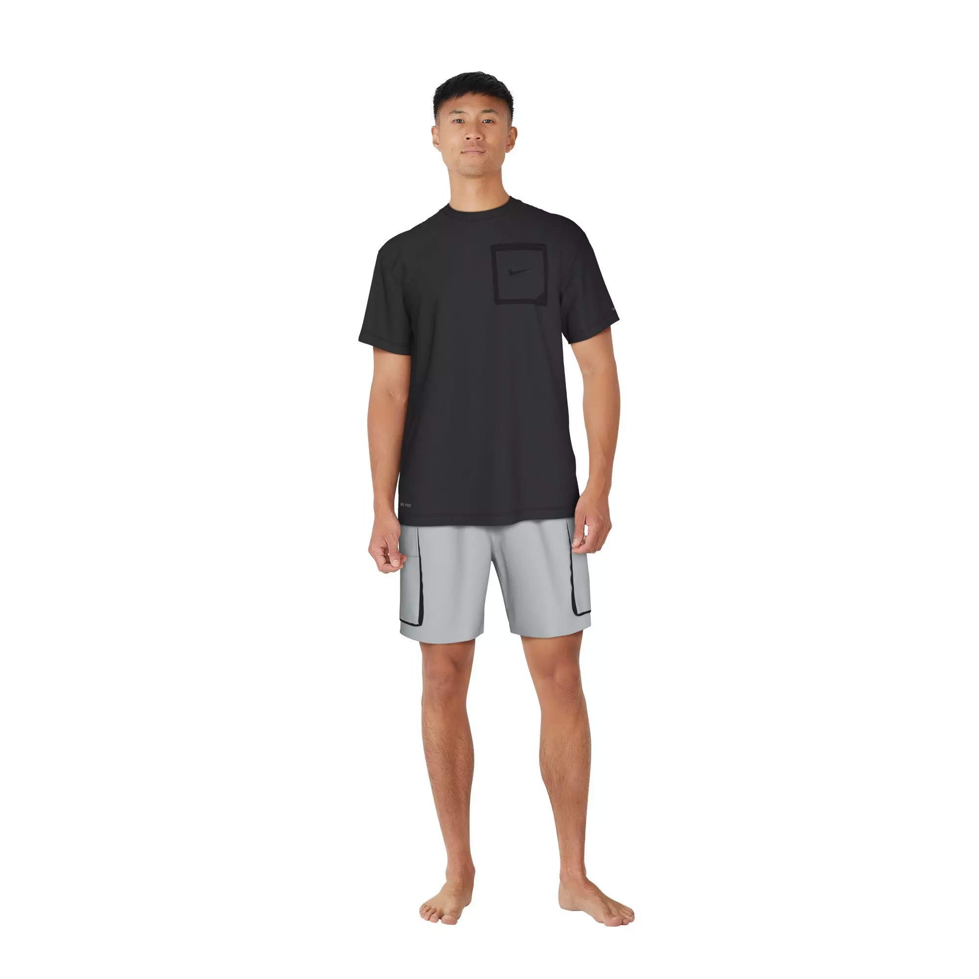 Nike Swim Men's Short Sleeve Hydroguard Tek Pocket Tee - BLACK