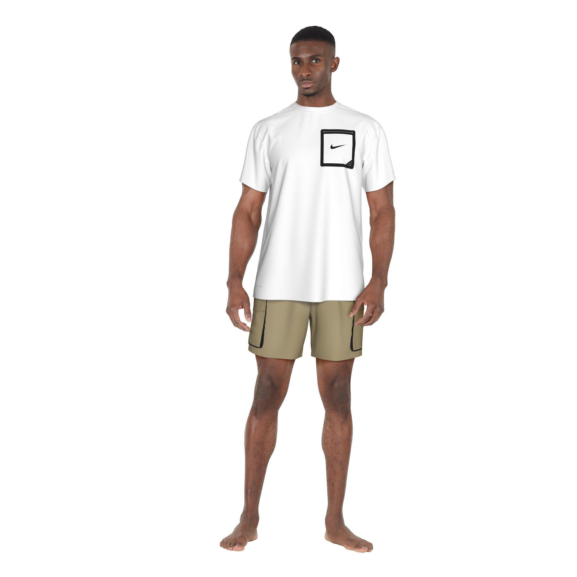 Nike Swim Men's Short Sleeve Hydroguard Tek Pocket Tee - WHITE Thumbnail View 7