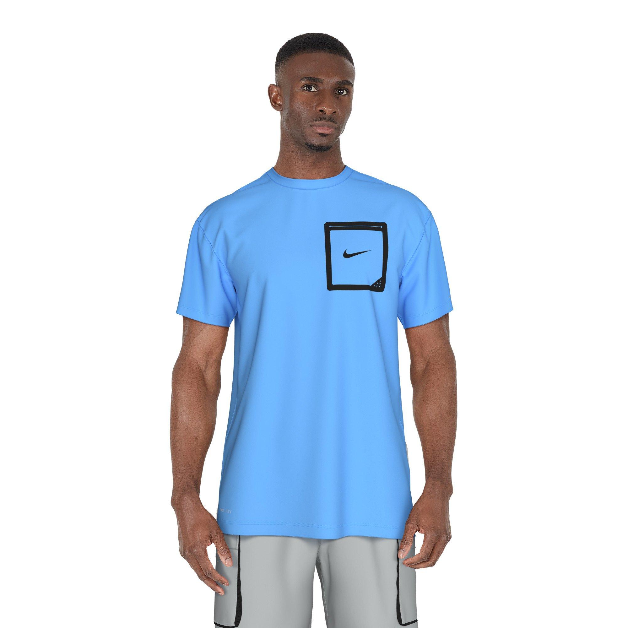 Nike Swim Men's Short Sleeve Hydroguard Tek Pocket Tee - BLUE Thumbnail View 1