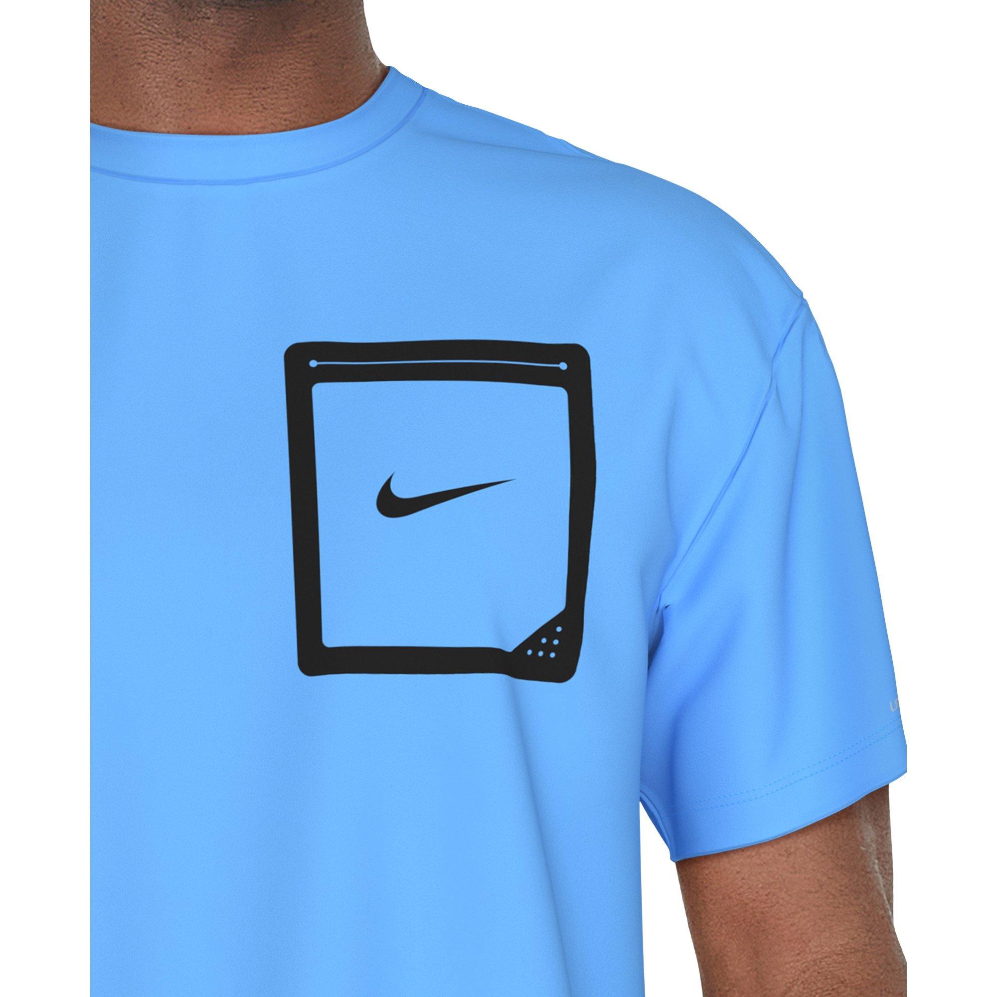 Nike Swim Men's Short Sleeve Hydroguard Tek Pocket Tee - BLUE Thumbnail View 4