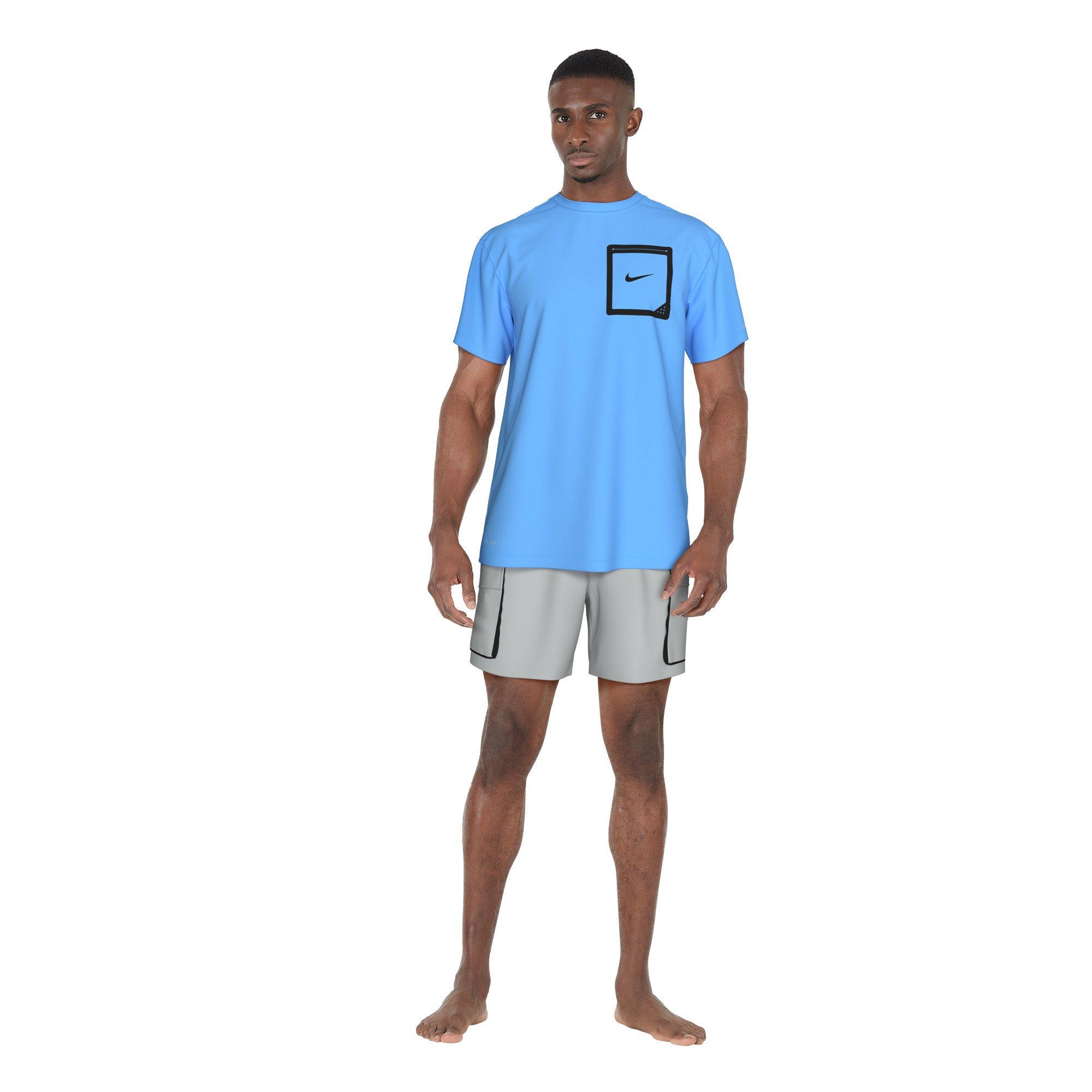 Nike Swim Men's Short Sleeve Hydroguard Tek Pocket Tee - BLUE Thumbnail View 7