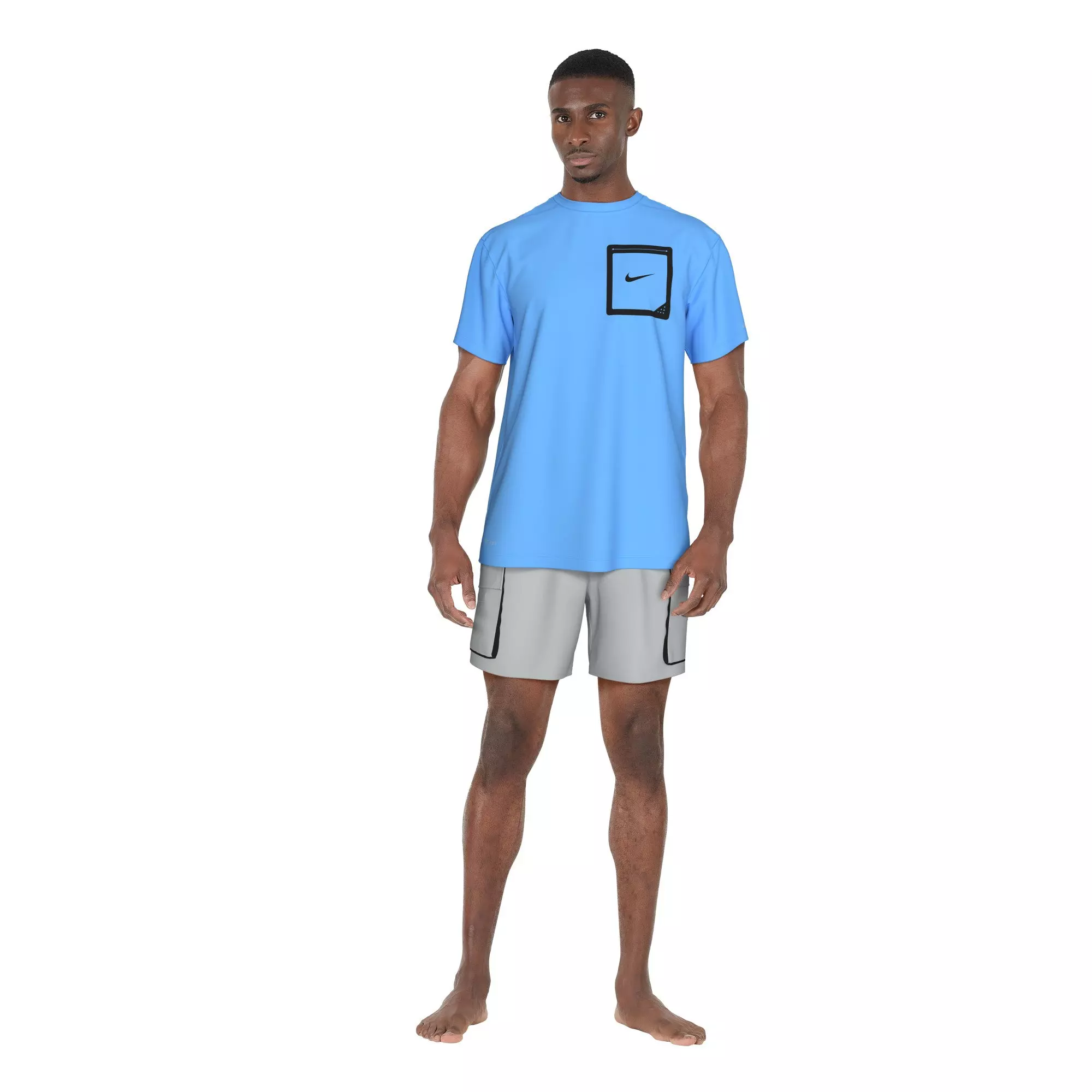 Nike Swim Men's Short Sleeve Hydroguard Tek Pocket Tee - BLUE