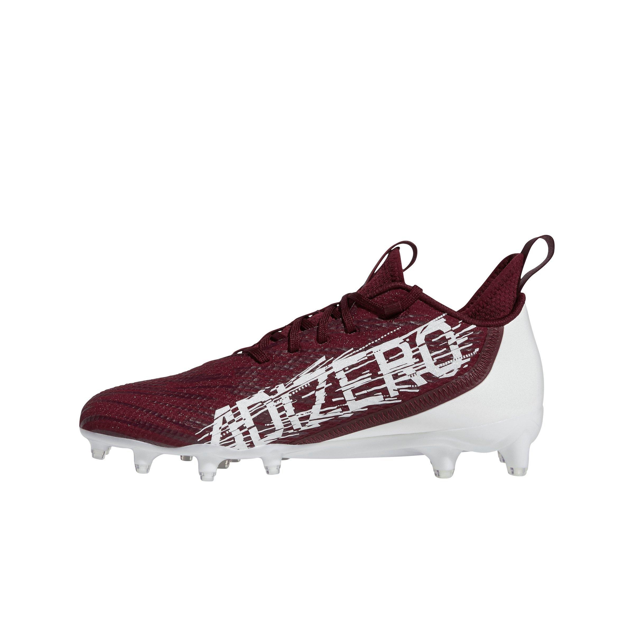 White and store maroon football cleats