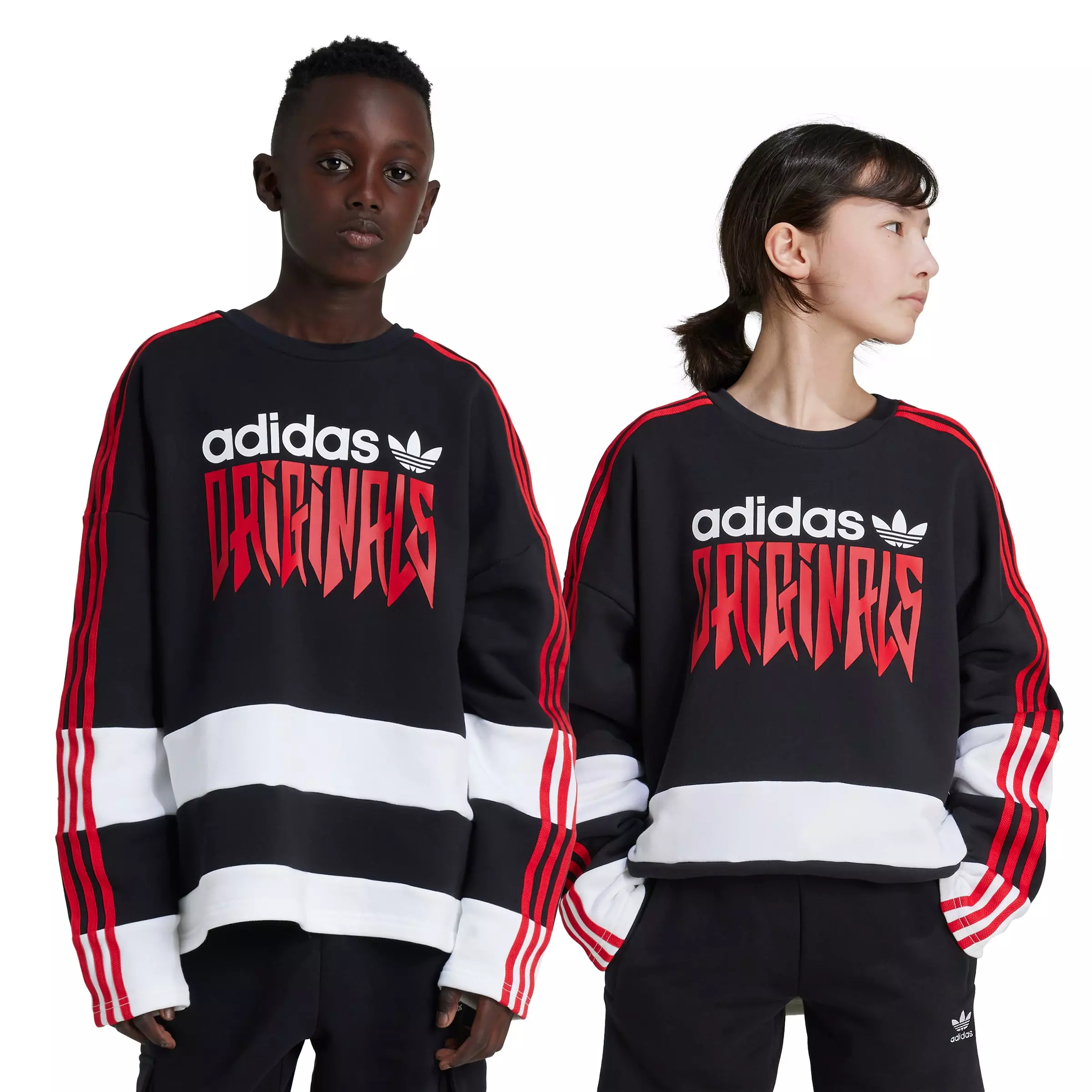 adidas Originals Big Kids' Graphic Crewneck Sweatshirt - Black - BLACK