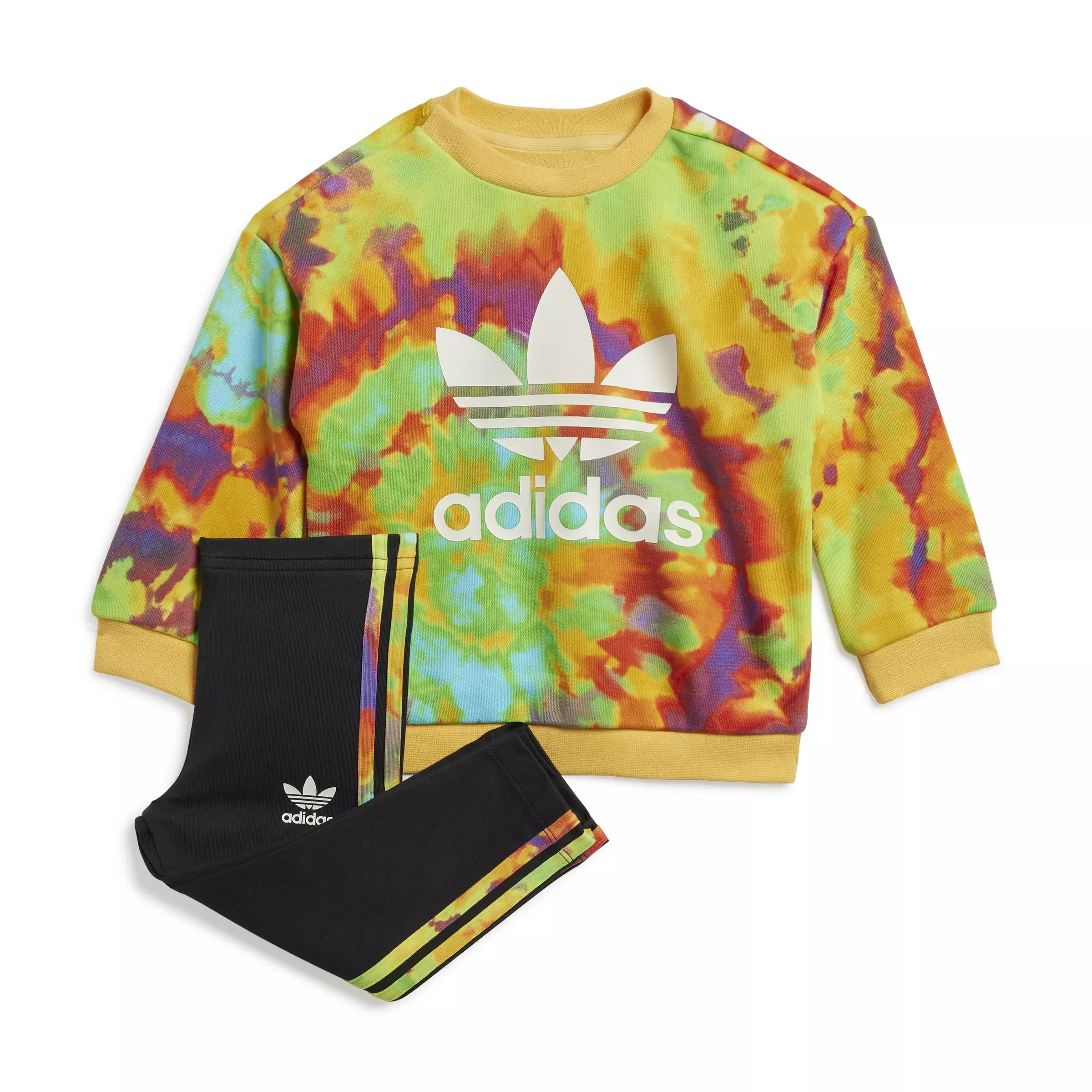 adidas Originals Infant Girls' Graphic Tie-Dyed Crew Leggings Set - BLACK/MULTI
