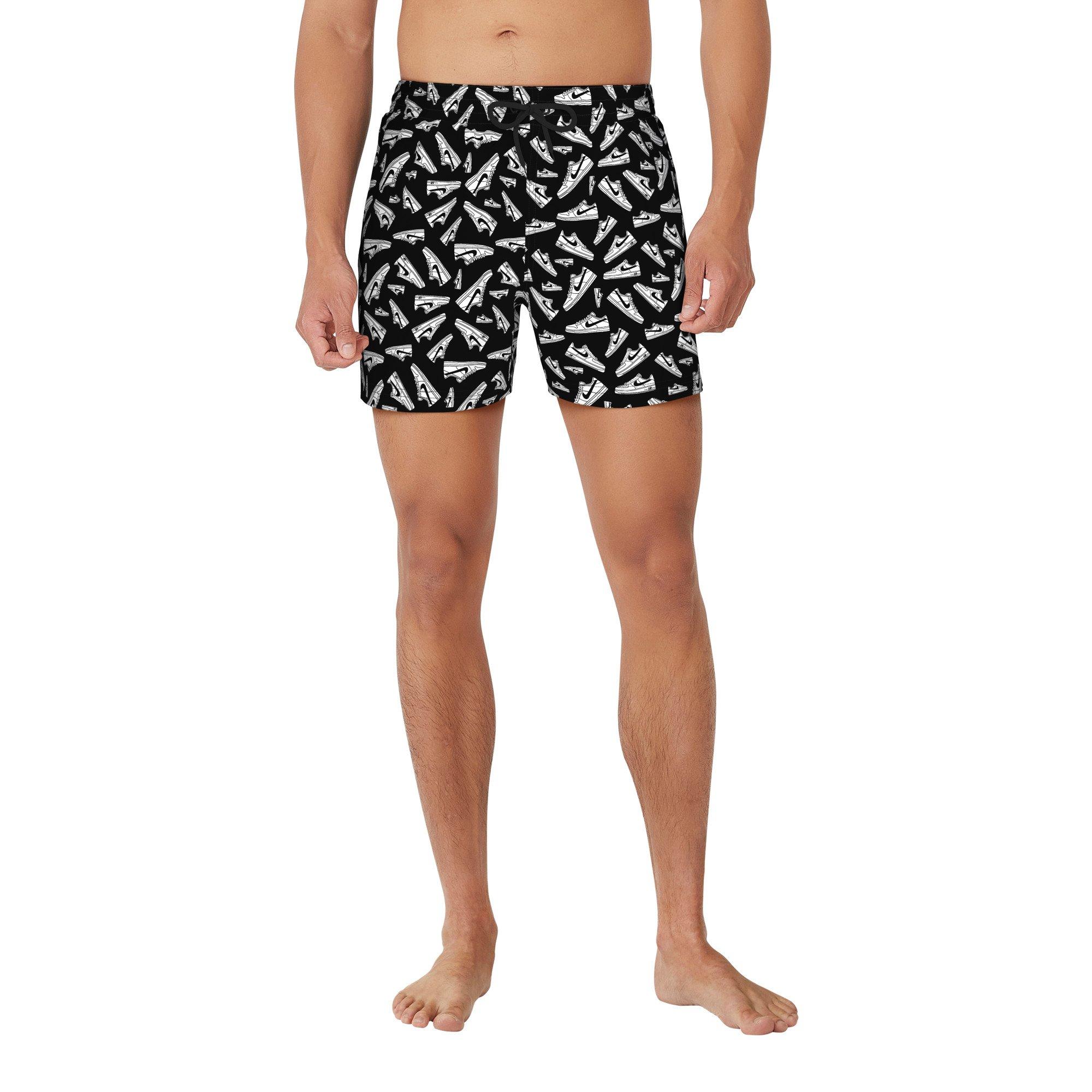 Nike Swim Men's Tossed Sneakers 5" Volley Shorts - BLACK Thumbnail View 1