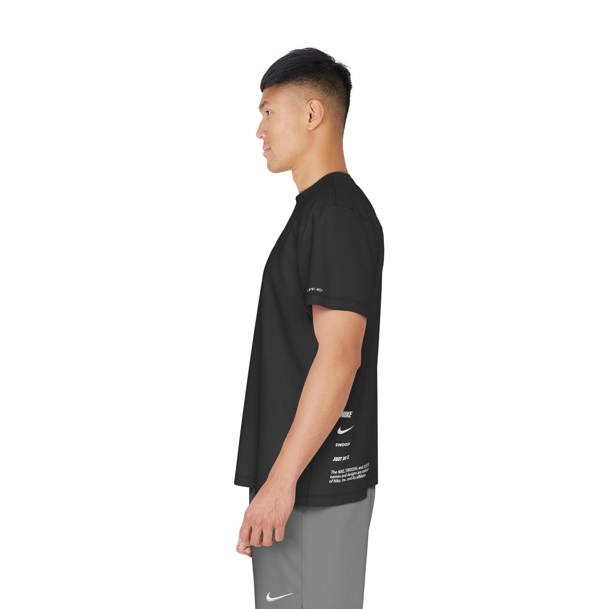 Nike Swim Men's Short Sleeve Hydroguard Specs T-Shirt - BLACK Thumbnail View 3