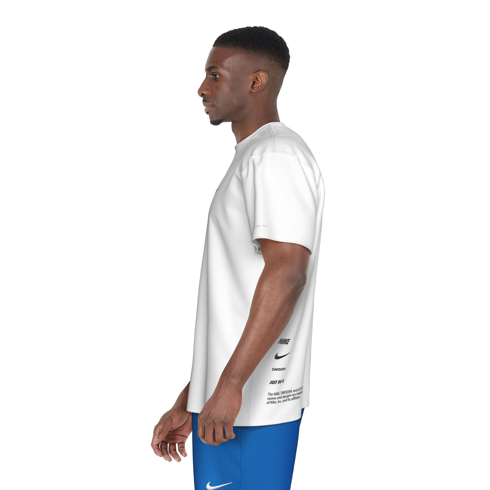 Nike Swim Men's Short Sleeve Hydroguard Specs T-Shirt - WHITE Thumbnail View 3