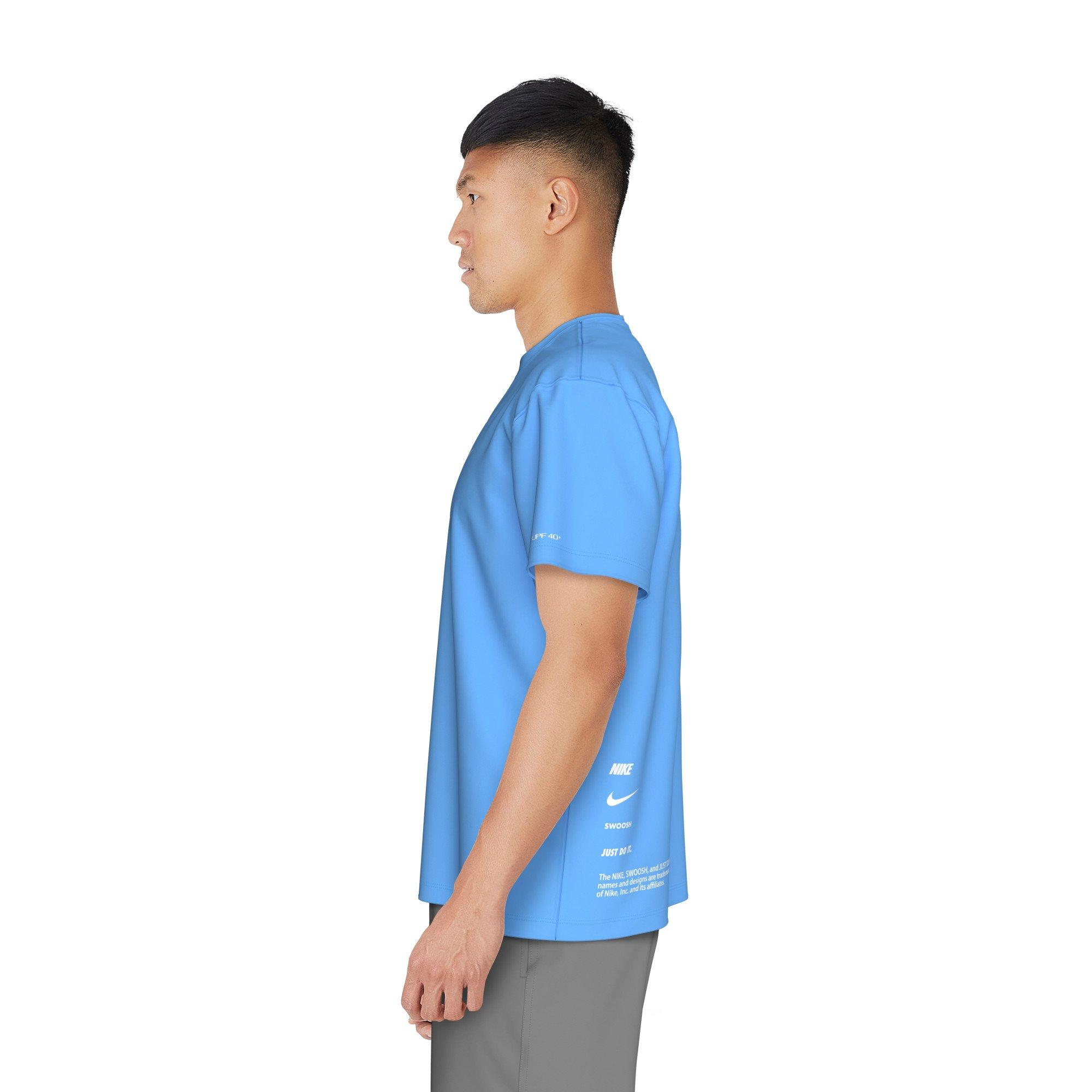 Nike Swim Men's Short Sleeve Hydroguard Specs T-Shirt - BLUE Thumbnail View 3