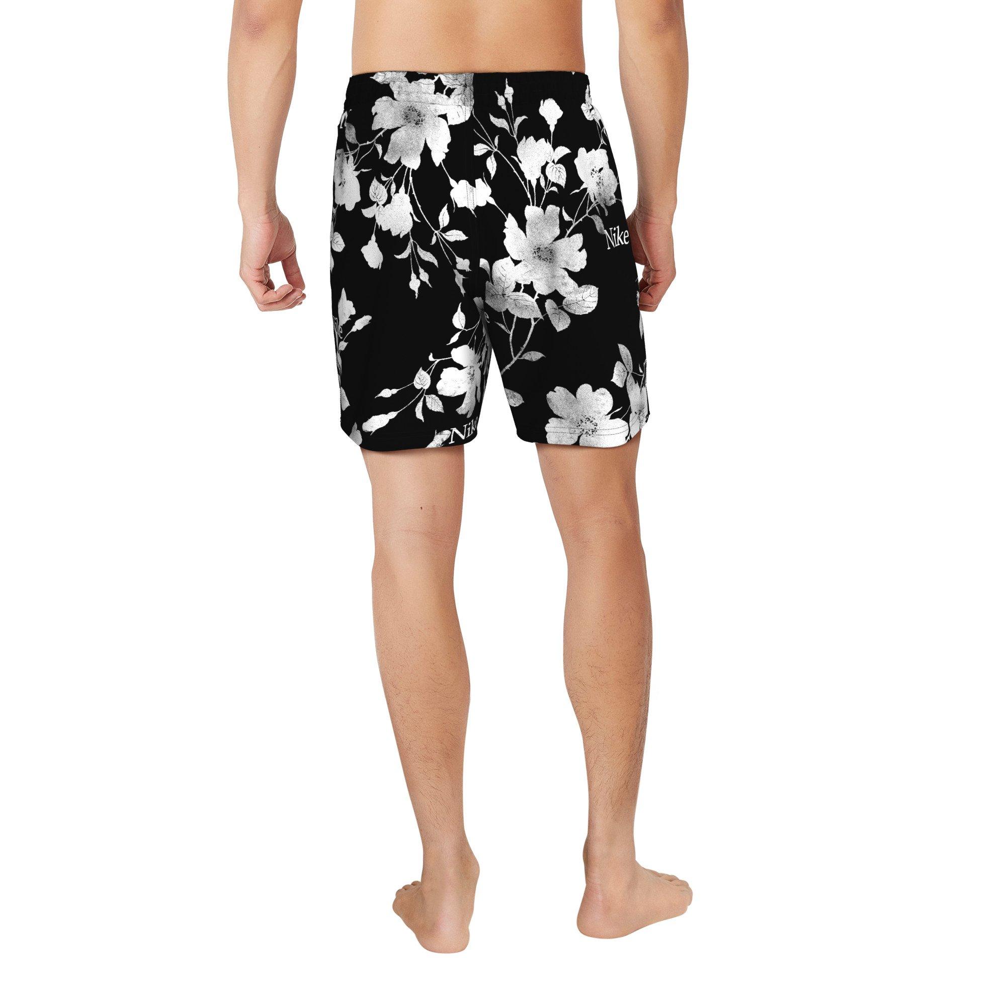 Nike Swim Men's Fine Floral 7" Volley Shorts - BLACK Thumbnail View 2