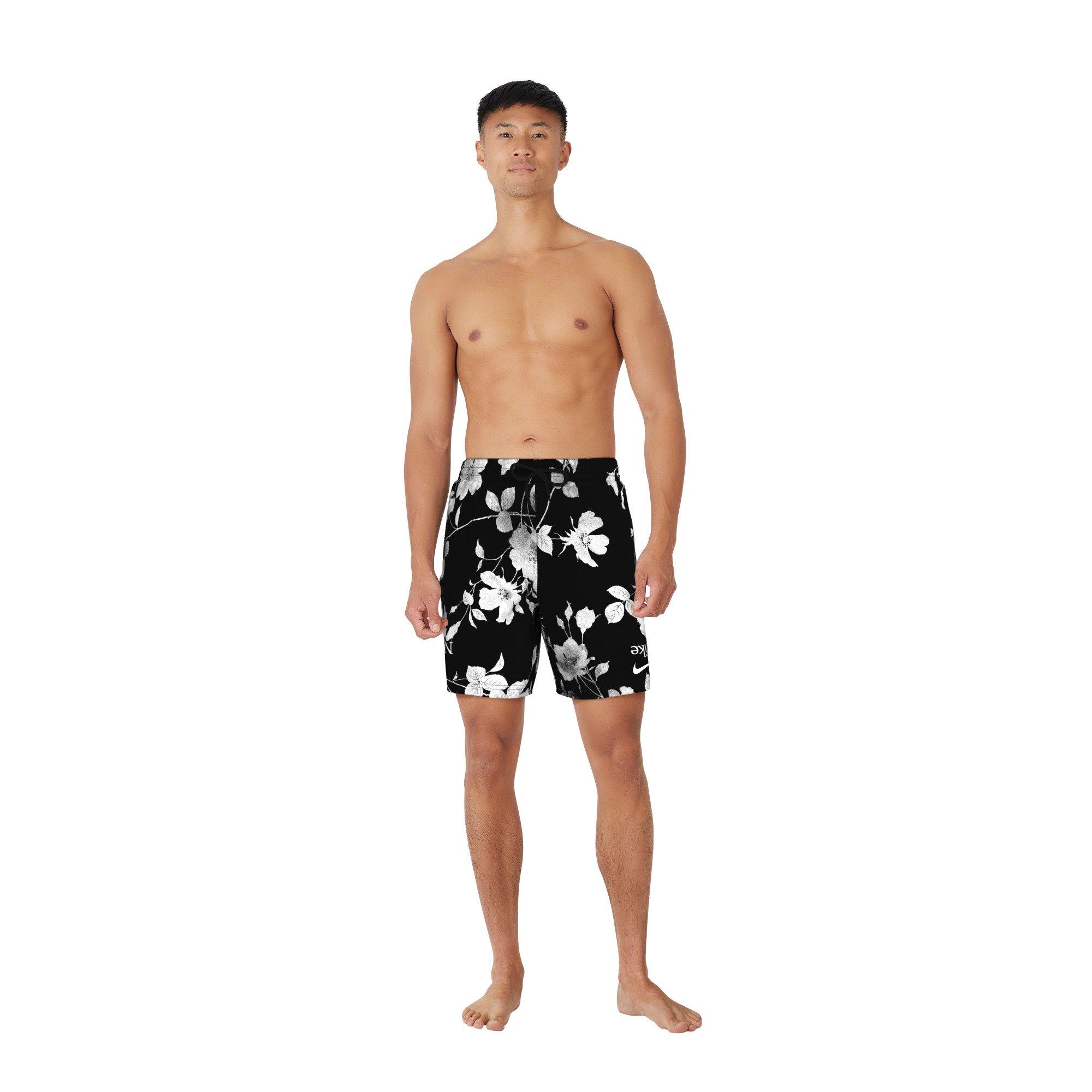 Nike Swim Men's Fine Floral 7" Volley Shorts - BLACK Thumbnail View 4