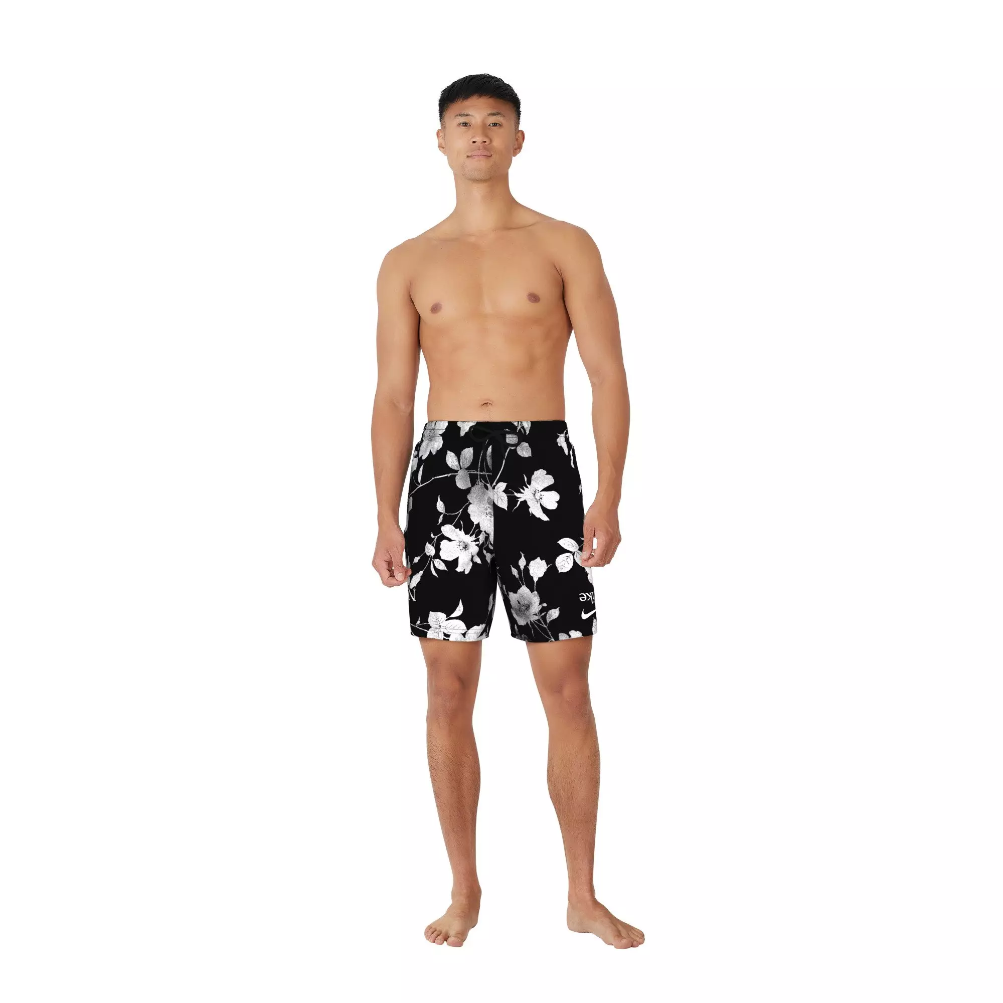 Nike Swim Men's Fine Floral 7" Volley Shorts - BLACK