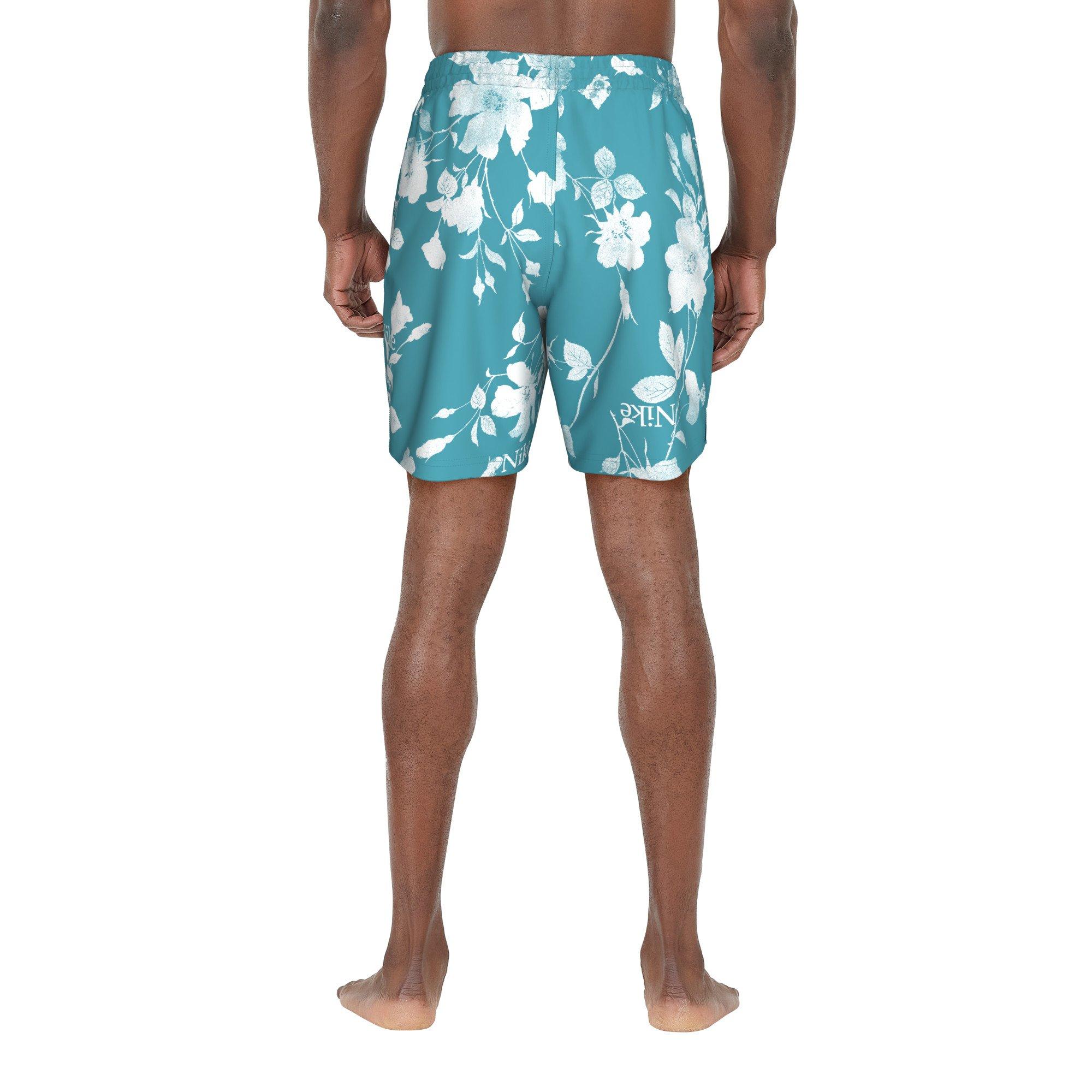Nike Swim Men's Fine Floral 7" Volley Shorts - TURQUOISE Thumbnail View 2