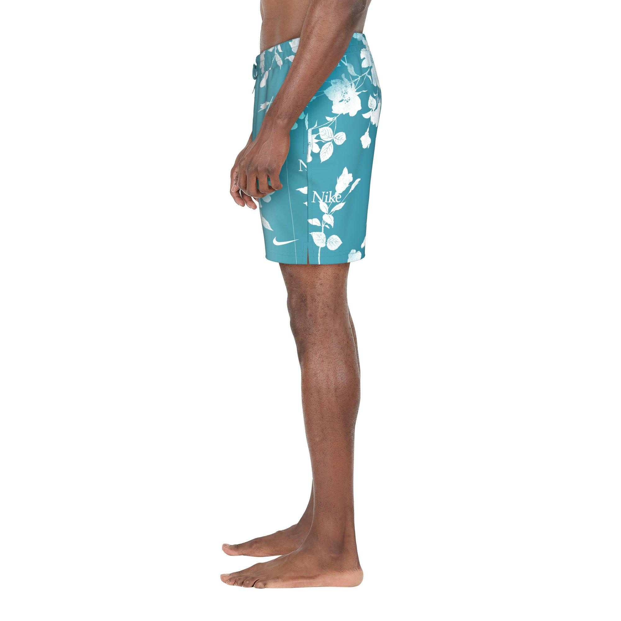 Nike Swim Men's Fine Floral 7" Volley Shorts - TURQUOISE Thumbnail View 3