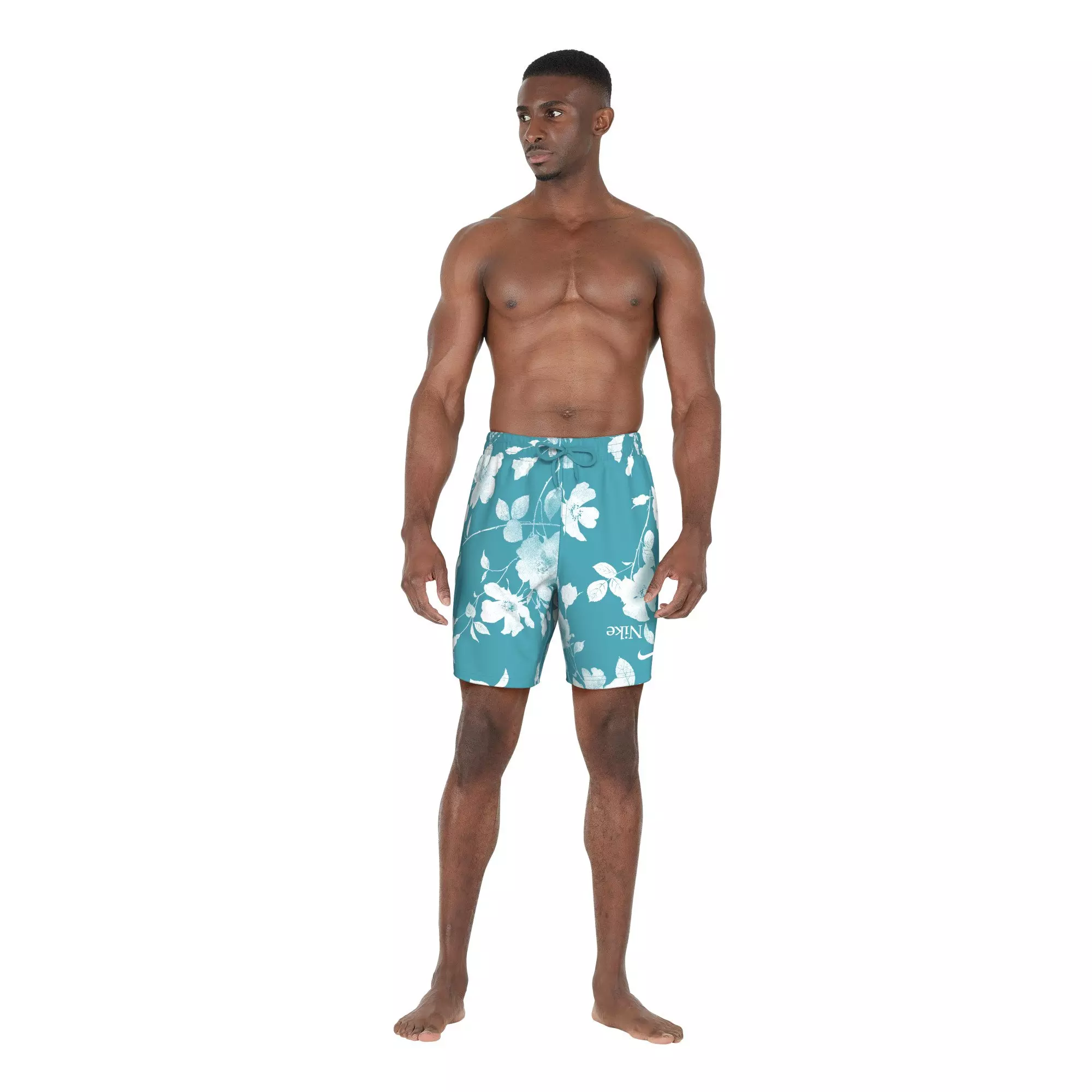 Nike Swim Men's Fine Floral 7" Volley Shorts - TURQUOISE