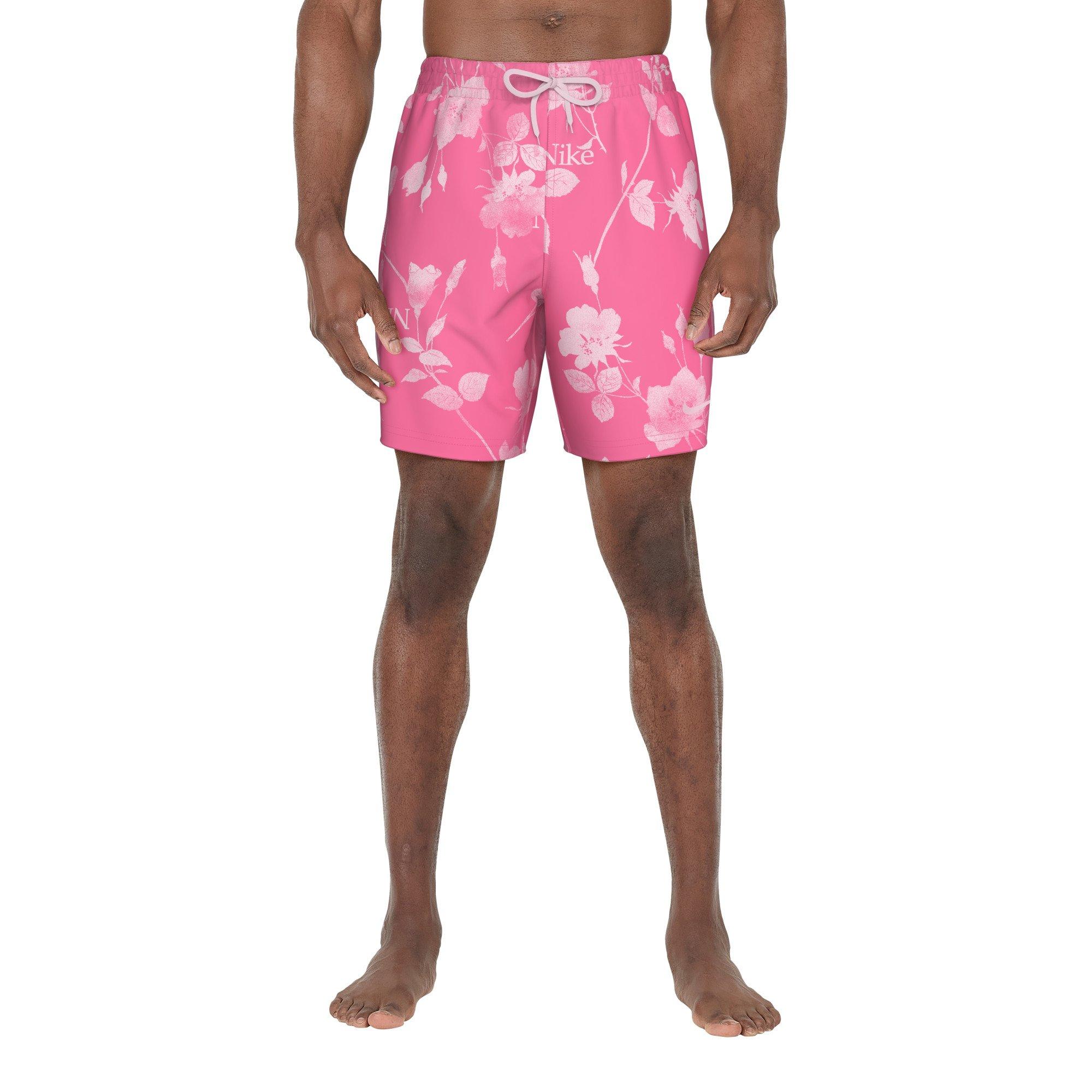 Nike Swim Men's Fine Floral 7" Volley Shorts - PINK Thumbnail View 1