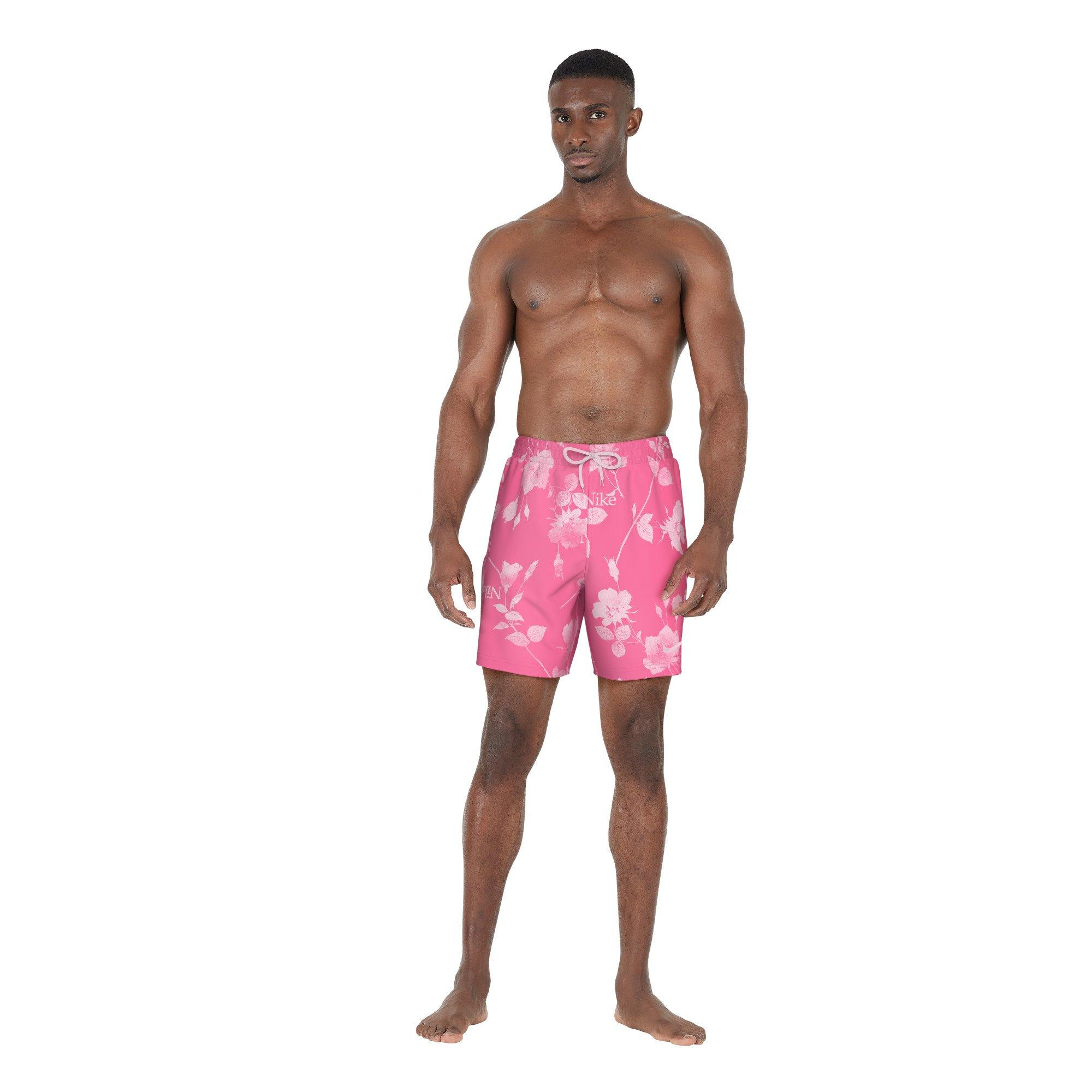 Nike Swim Men's Fine Floral 7" Volley Shorts - PINK Thumbnail View 4