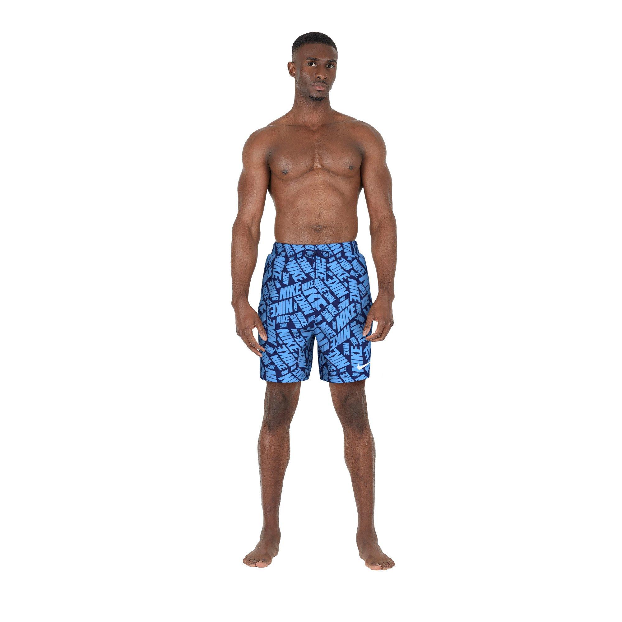 Nike Swim Men's Tossed Block 7" Volley Shorts - BLUE Thumbnail View 4