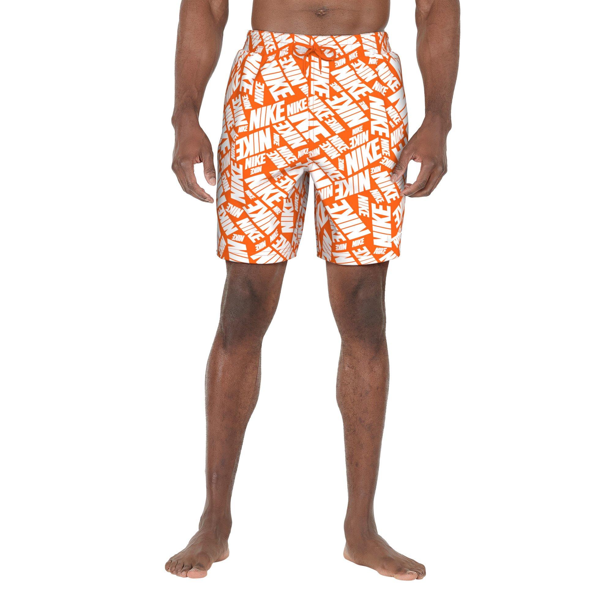 Nike Swim Men's Tossed Block 7" Volley Shorts - ORANGE Thumbnail View 1