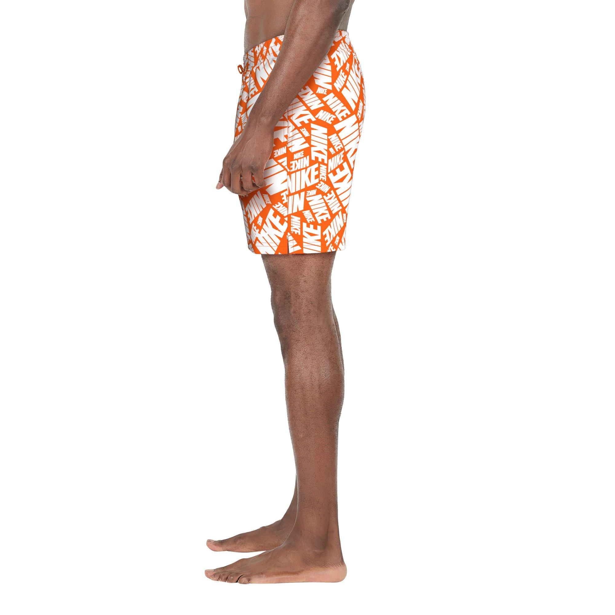 Nike Swim Men's Tossed Block 7" Volley Shorts - ORANGE Thumbnail View 3