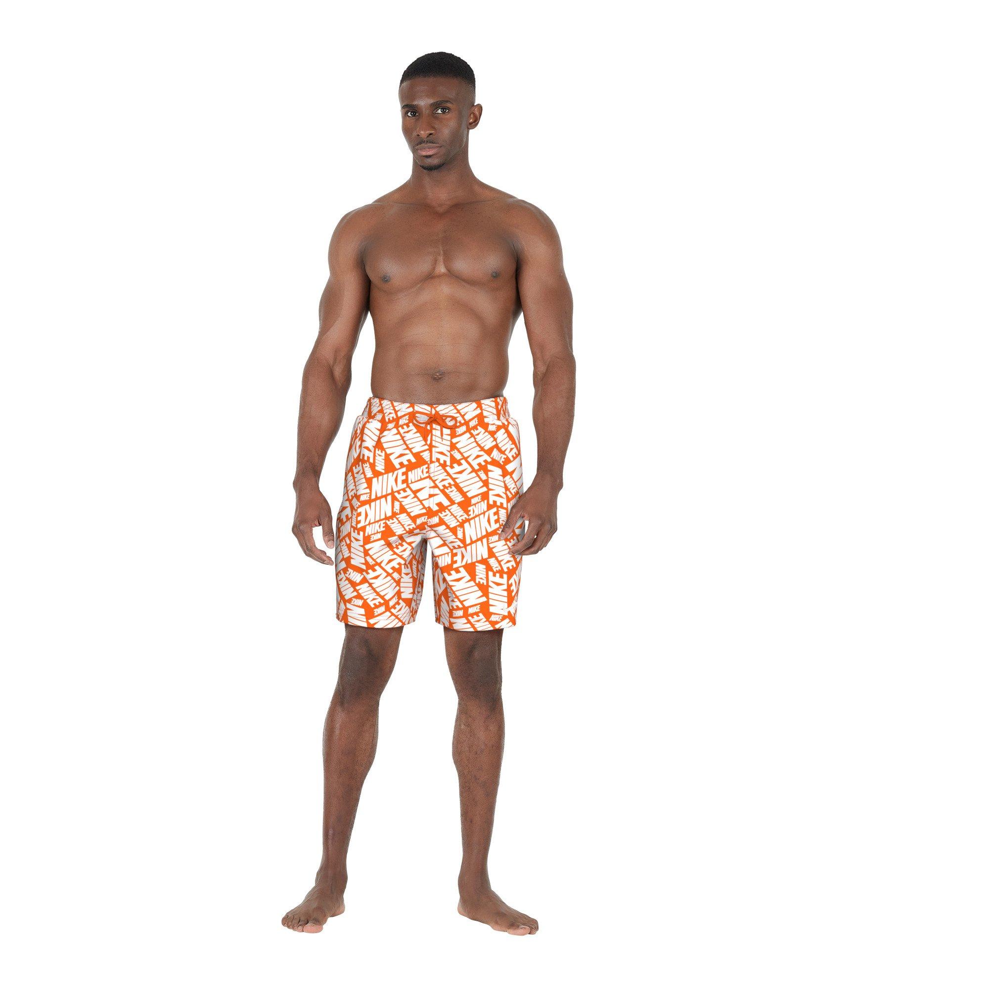 Nike Swim Men's Tossed Block 7" Volley Shorts - ORANGE Thumbnail View 4