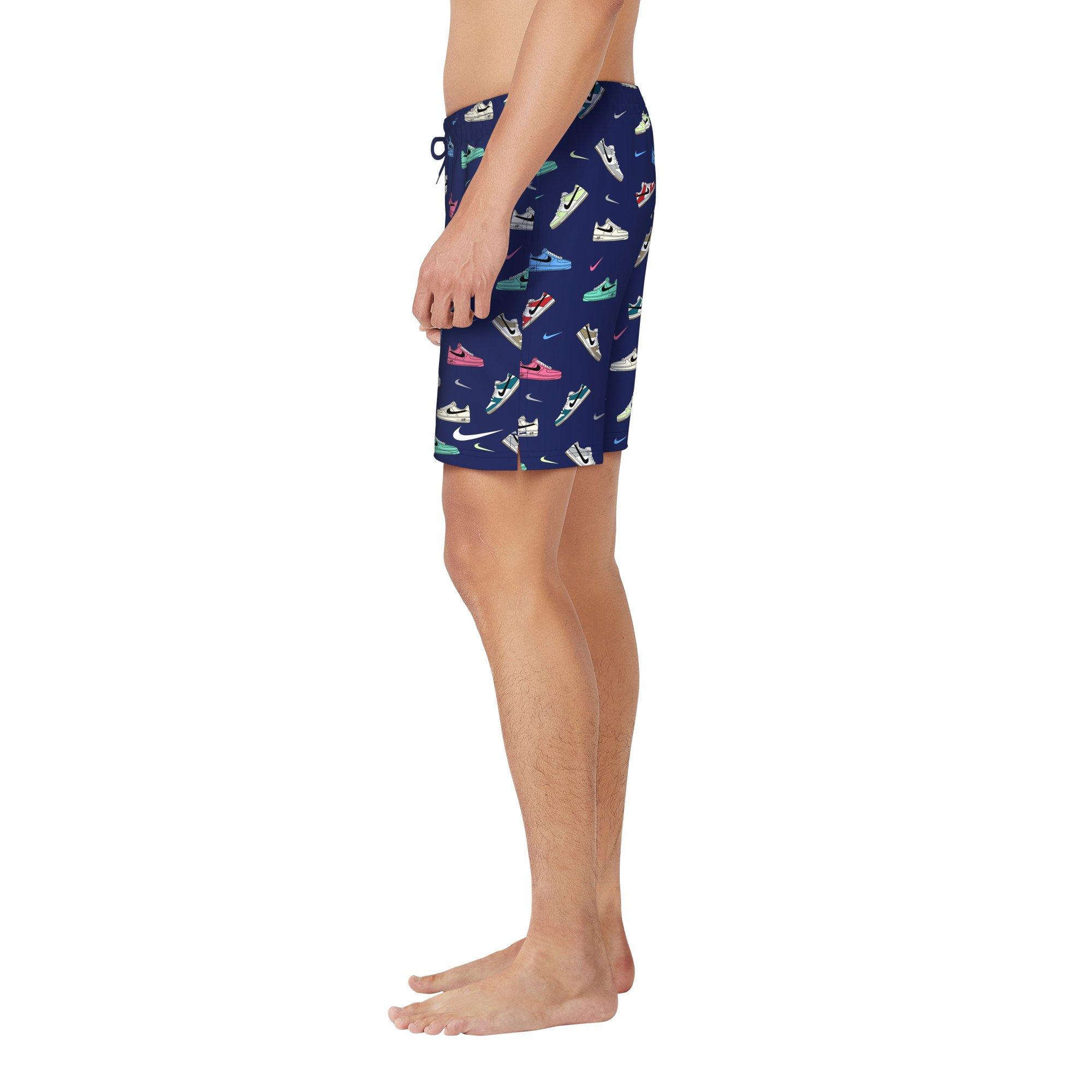 Nike Swim Men's Multi Print 7" Volley Shorts - BLUE Thumbnail View 3