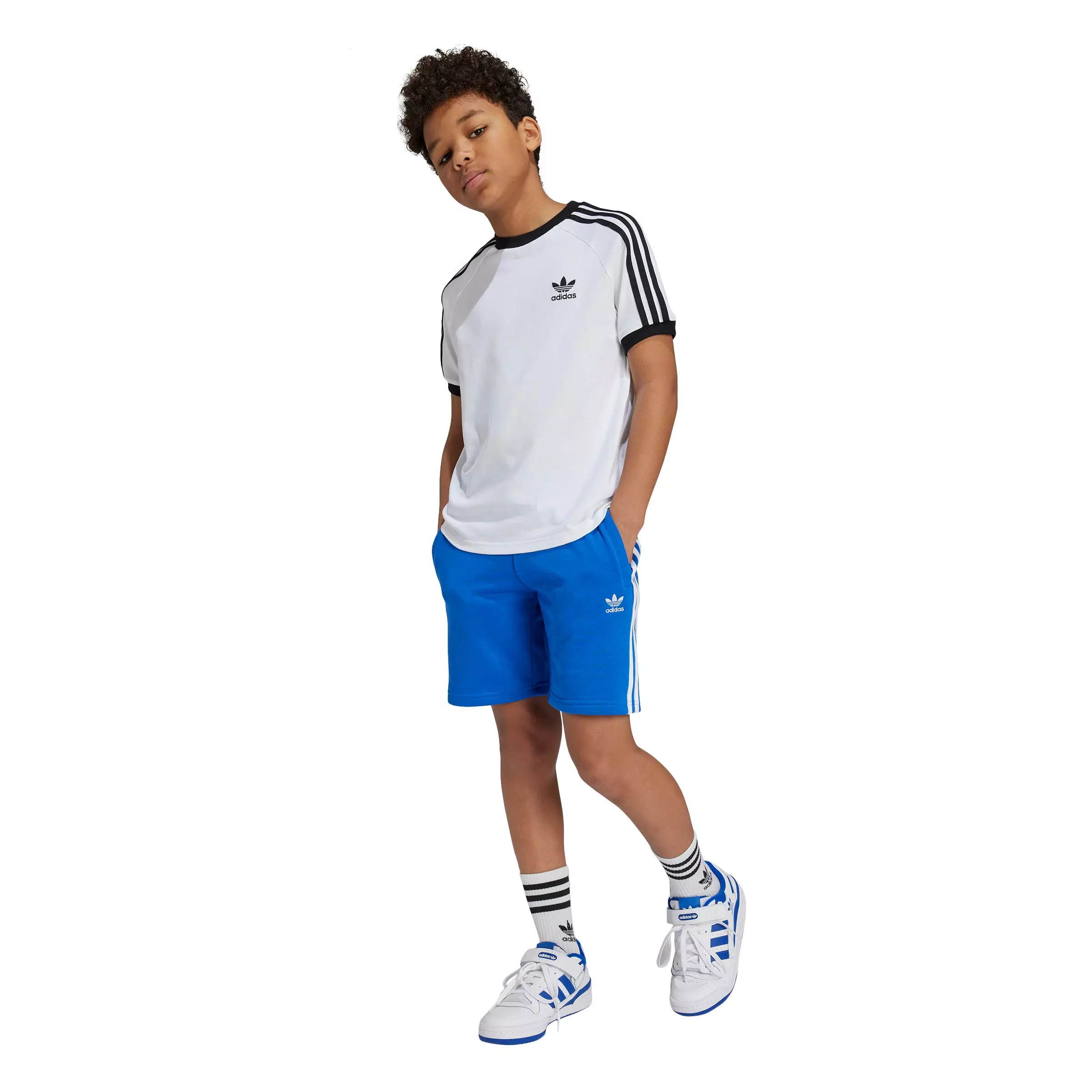 adidas Originals Big Kids' 3-Stripes T-Shirt - White - WHITE