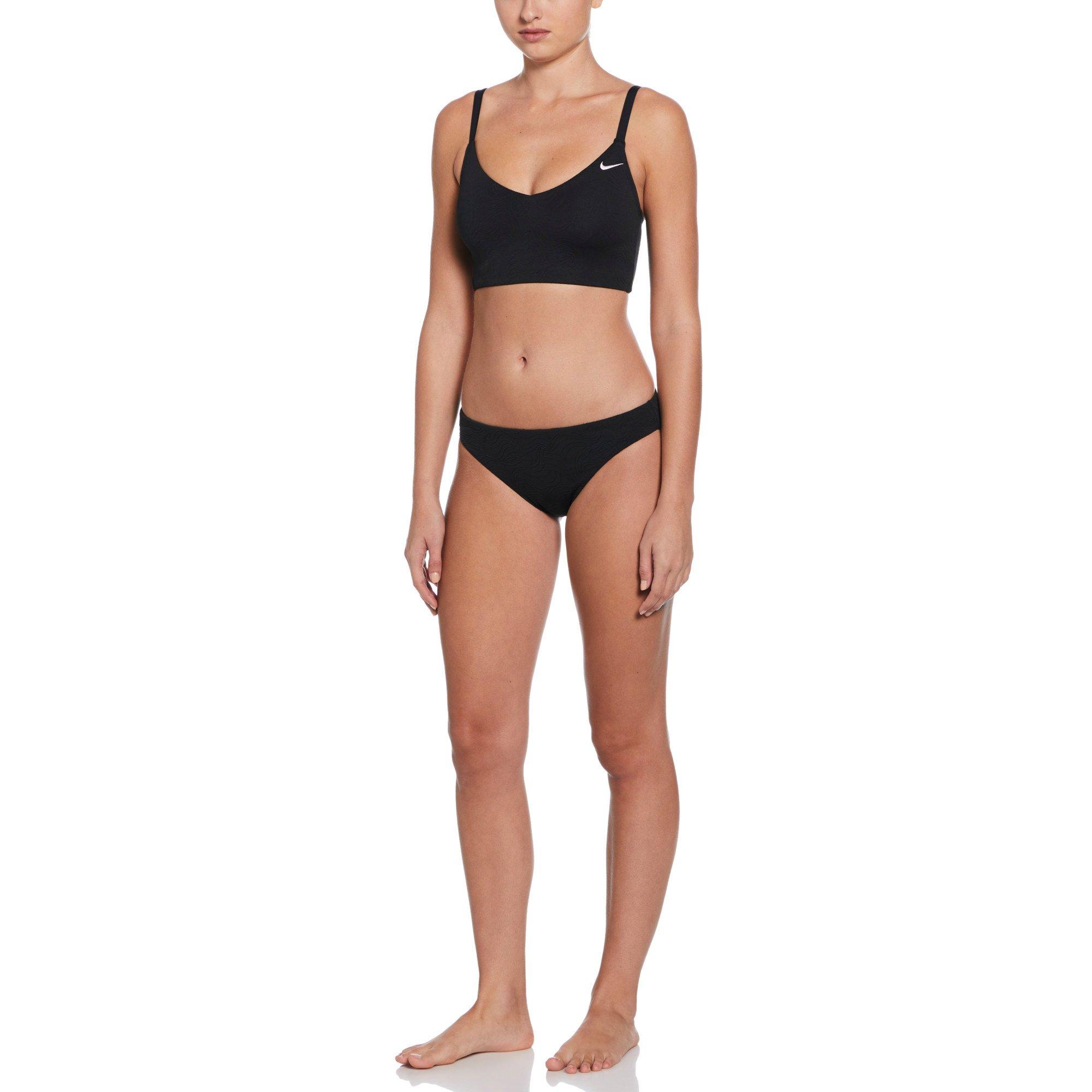 Nike Swim Women's Line Wave V-Neck Midkini - BLACK Thumbnail View 5
