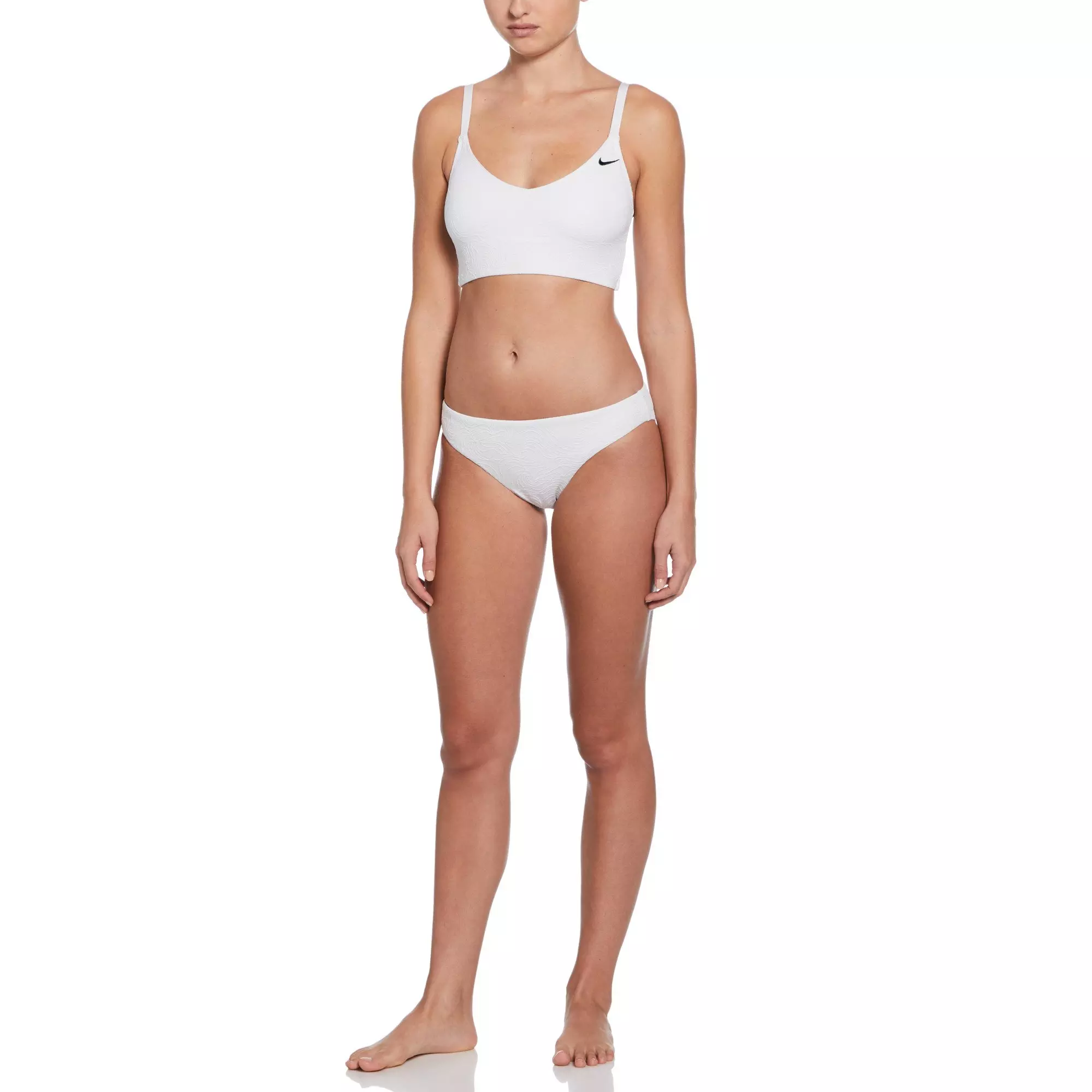 Nike Swim Women's Line Wave V-Neck Midkini - WHITE