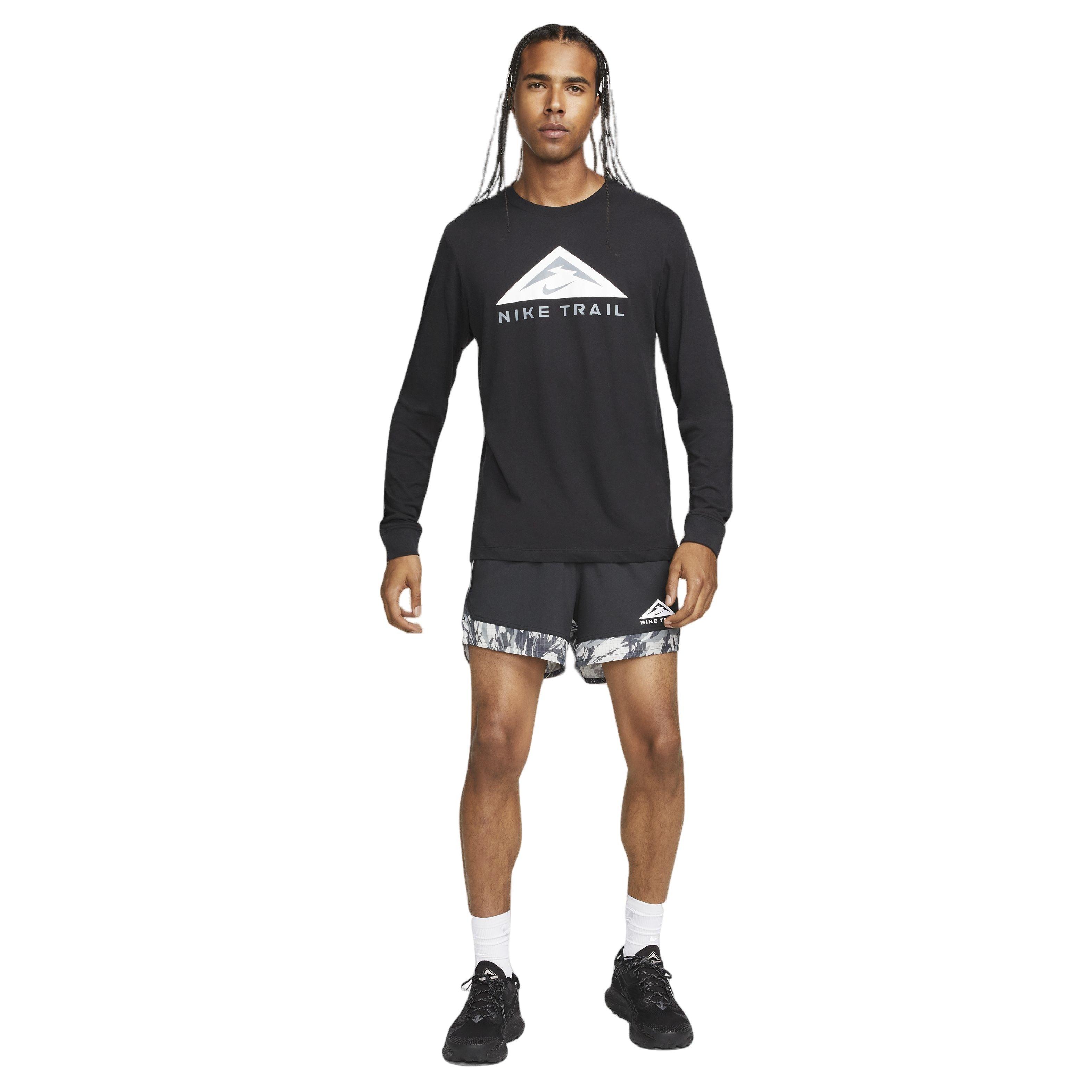 Nike Men's Dri-FIT Long-Sleeve Trail Running Crew - BLACK Thumbnail View 4