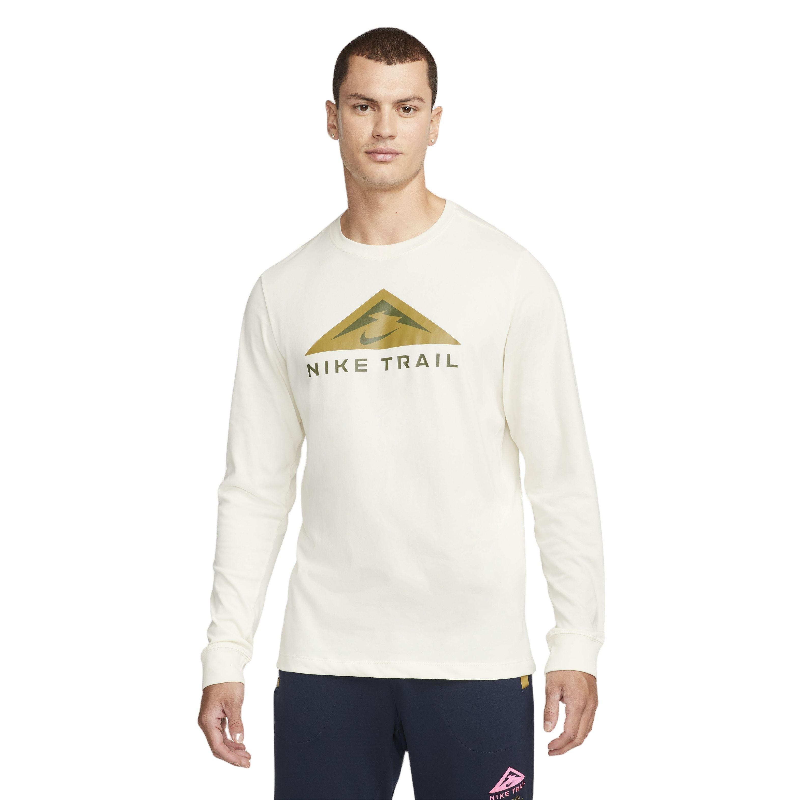 Nike Men's Dri-FIT Long-Sleeve Trail Running Crew - WHITE Thumbnail View 1