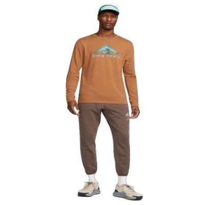 Nike Men's Dri-FIT Long-Sleeve Trail Running Crew - BROWN Thumbnail View 4