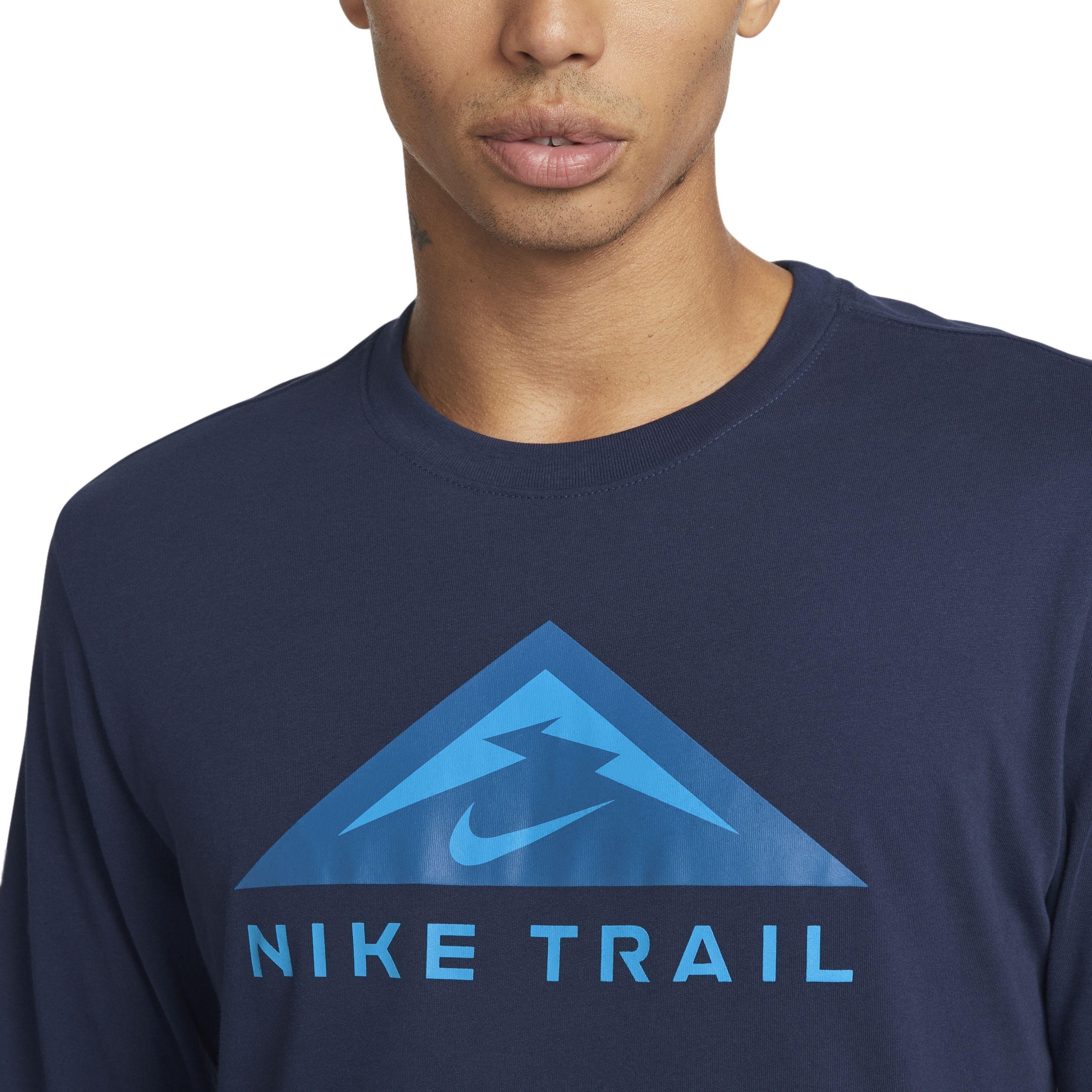 Nike Men's Dri-FIT Long-Sleeve Trail Running Crew - BLUE Thumbnail View 3