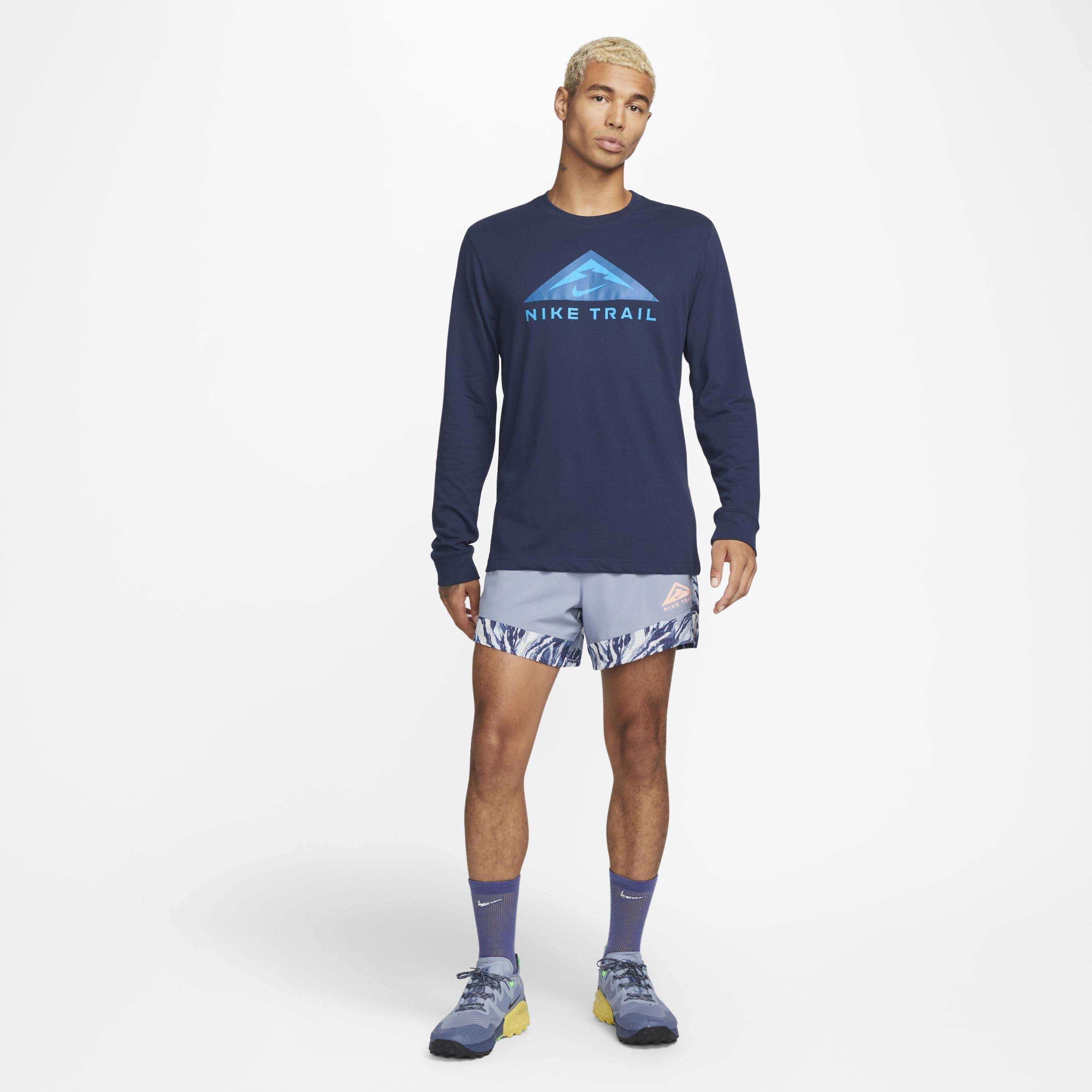 Nike Men's Dri-FIT Long-Sleeve Trail Running Crew - BLUE Thumbnail View 4