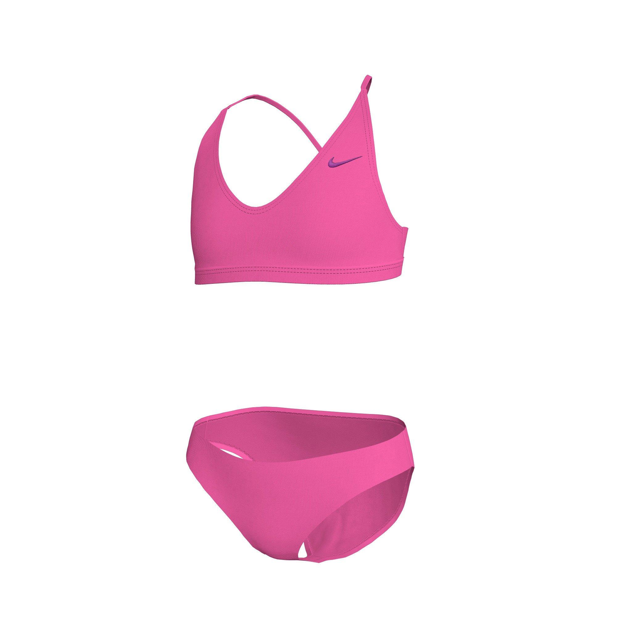 Nike Swim Big Girls​' Solid Lace Up Bikini Set - PINK Thumbnail View 3