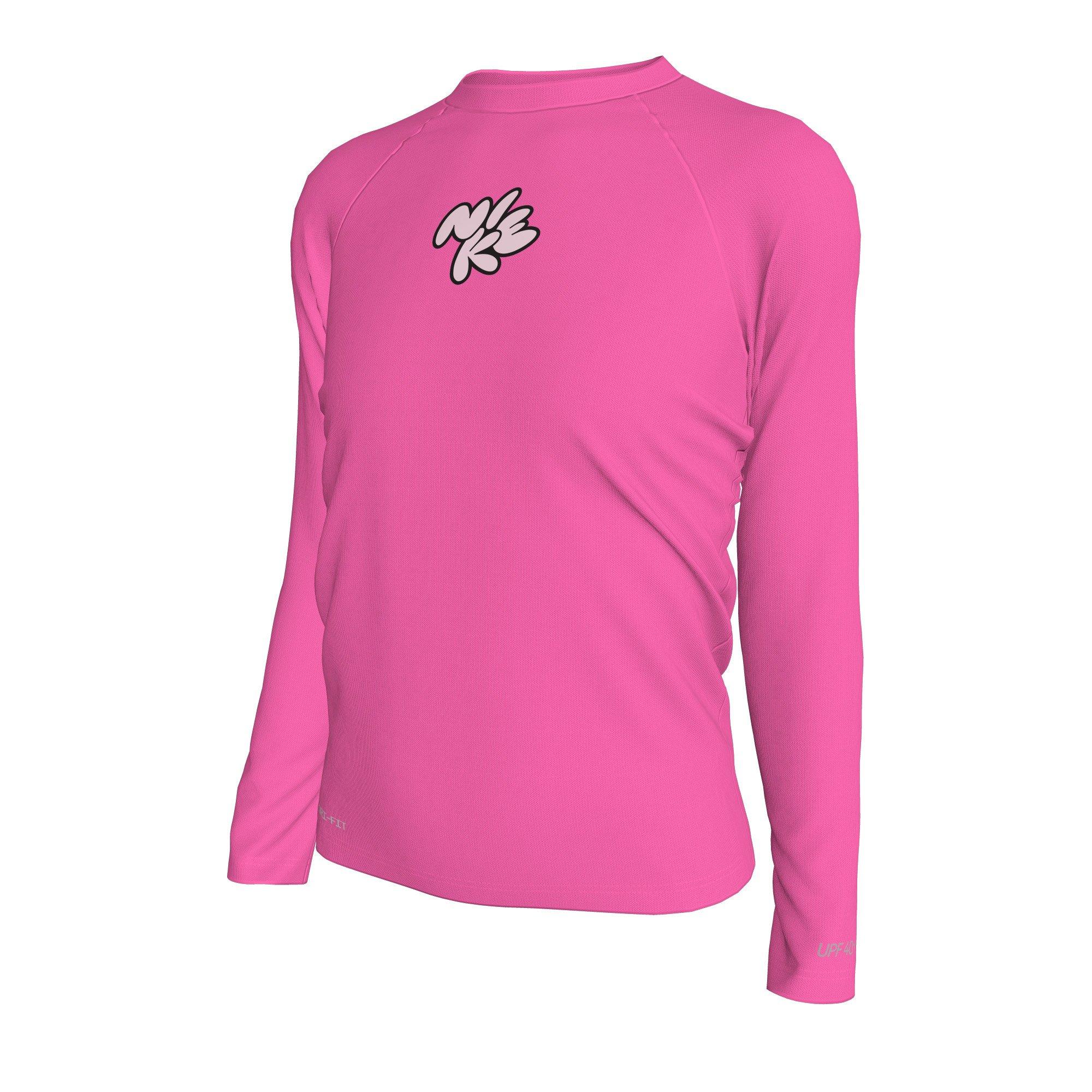 Nike Swim Big Girls'​ Bubble Charms Long Sleeve Hydroguard Shirt - PINK Thumbnail View 3